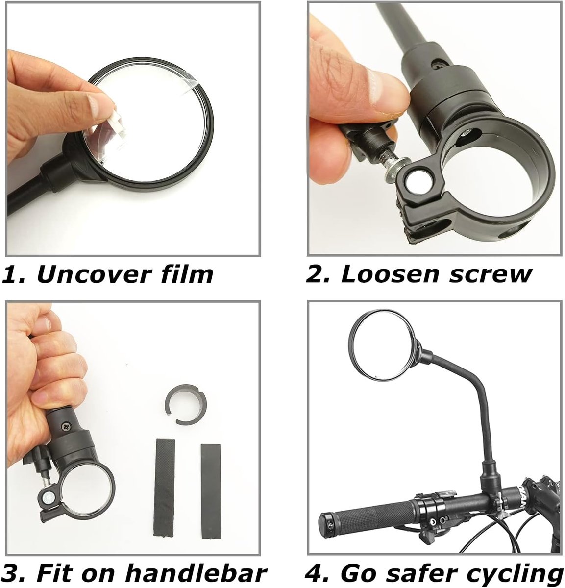 Bicycle Mirror E-bike Rearview Mirror - handlebar lens bicycle mirror - Bicycle mirror right - round mirror - safe rearview mirror for bicycle - scratch-resistant glass lens - adjustable and rotatable safe rearview mirror - 360º Rotatable - Image 6