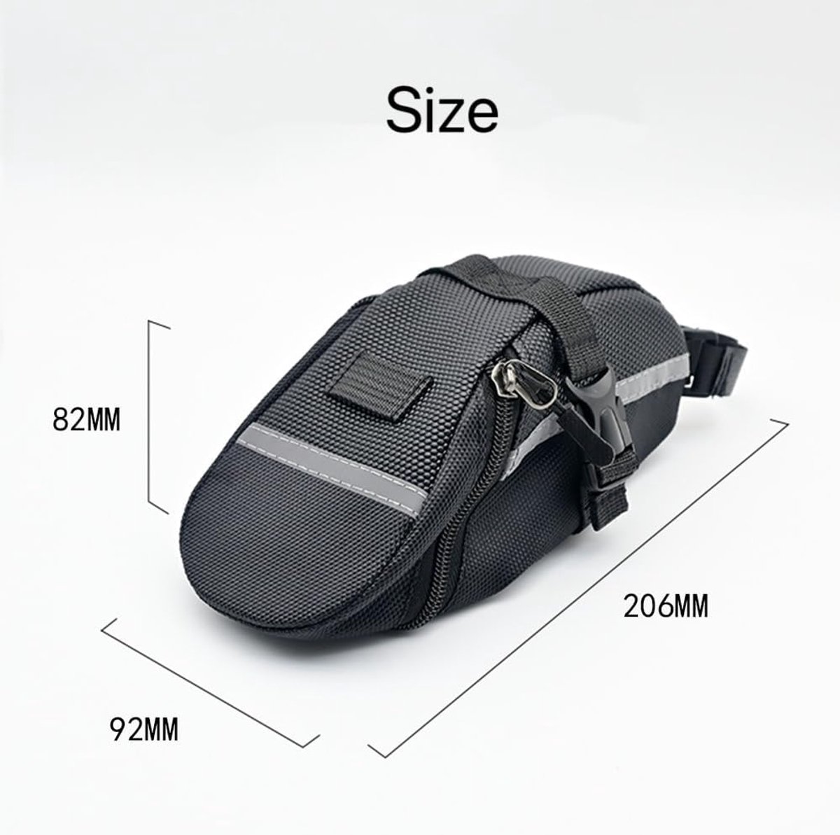 21*9*9 cm - Bicycle Saddle Bag - under-saddle bike bag - bicycle saddle bag for mountain bikes - waterproof bag - outdoor accessories - cycling gear - for phone, wallet, keys, tools, accessories - black - Image 2
