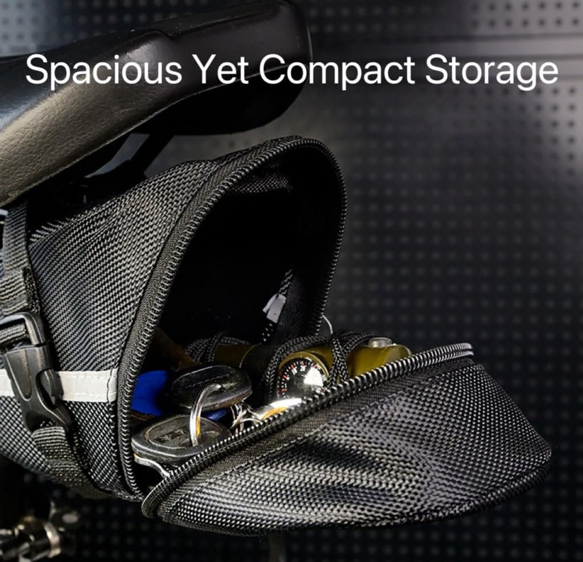 21*9*9 cm - Bicycle Saddle Bag - under-saddle bike bag - bicycle saddle bag for mountain bikes - waterproof bag - outdoor accessories - cycling gear - for phone, wallet, keys, tools, accessories - black - Image 6