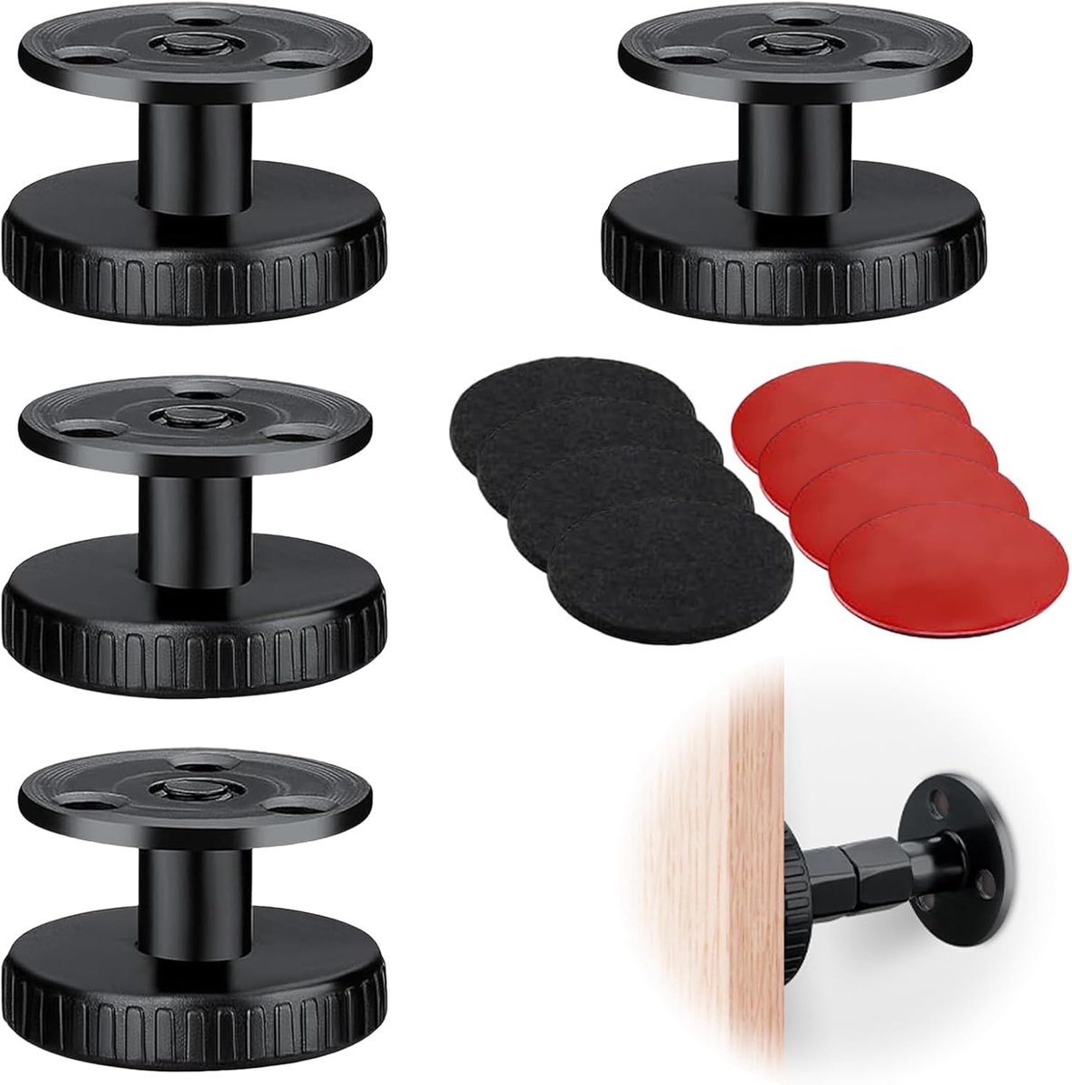 4 pieces - Headboard stoppers - Furniture legs - Bedside fixer - Headboard fixings - Adjustable - 27-40 mm - sofa support stoppers - Anti-sway wall protection - Bed stopper - Furniture protector - floor protectors - Reduces noise - black - Image 1