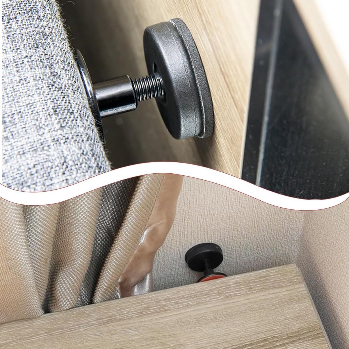 4 pieces - Headboard stoppers - Furniture legs - Bedside fixer - Headboard fixings - Adjustable - 27-40 mm - sofa support stoppers - Anti-sway wall protection - Bed stopper - Furniture protector - floor protectors - Reduces noise - black - Image 3