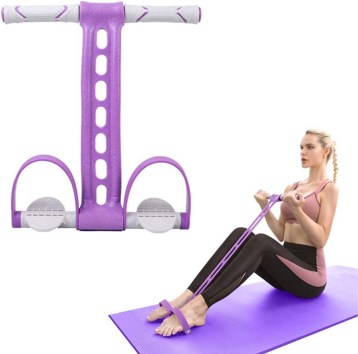 Elastic Abdominal Trainer - Fitness Resistance Bands - Ab Trainer - Ab Roller - Ab Wheel - Abdominal Wheel - Resistance Fitness Resistance Pedal Band - Multifunctional Tension Cord - Training Aids - Leg Stretching - Fitness Equipment - Purple - Image 1