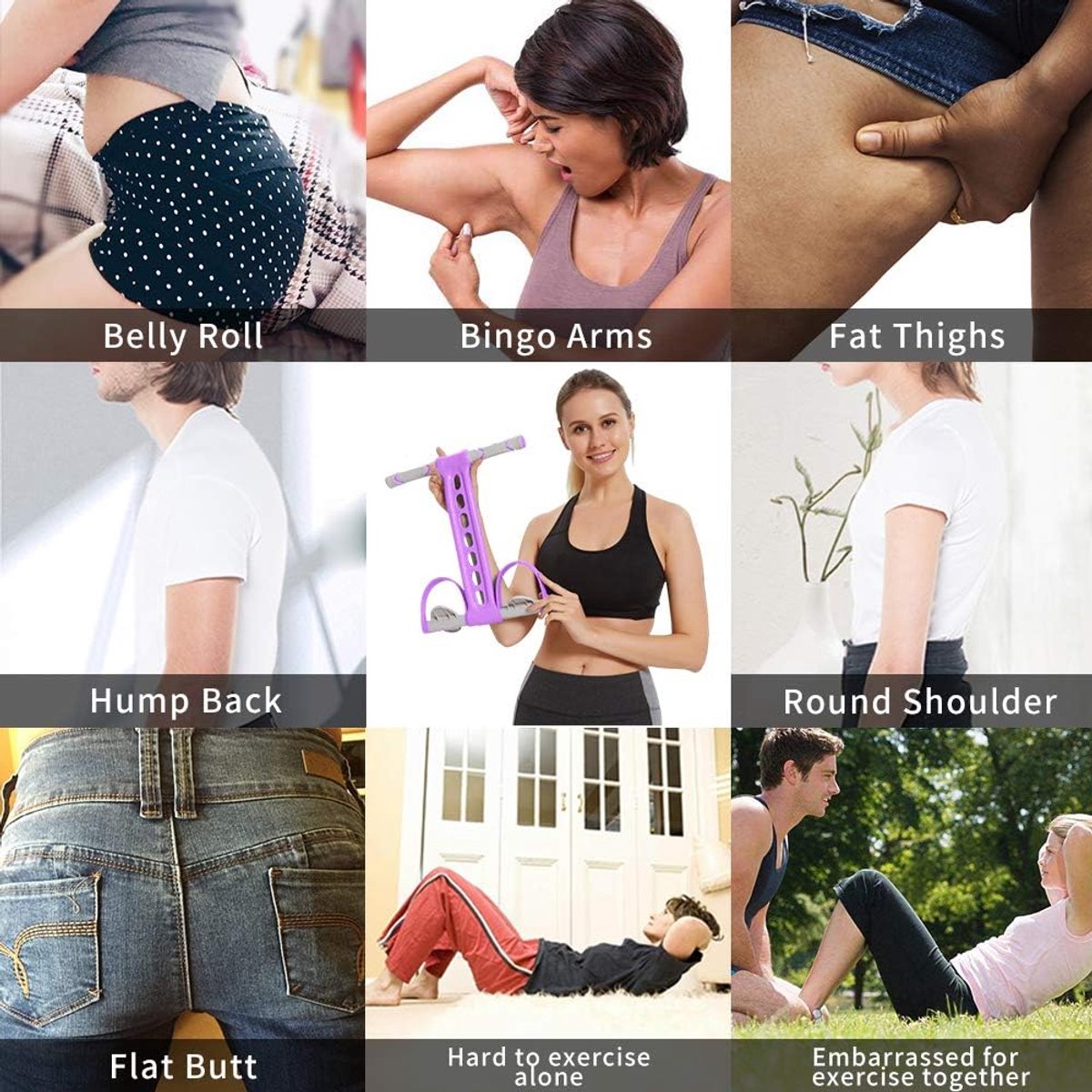 Elastic Abdominal Trainer - Fitness Resistance Bands - Ab Trainer - Ab Roller - Ab Wheel - Abdominal Wheel - Resistance Fitness Resistance Pedal Band - Multifunctional Tension Cord - Training Aids - Leg Stretching - Fitness Equipment - Purple - Image 2
