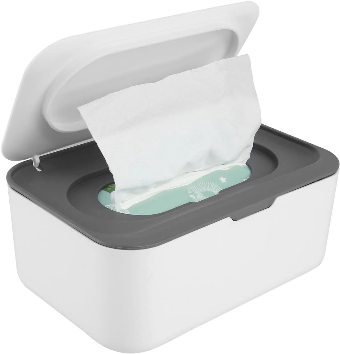 Tissue box - 19*13*7.8cm - Dispenser box for wet wipes - Baby wipes box - mask storage box - toilet wipes box - box with lid for dry tissues - keep wipes fresh with sealable lid - dustproof storage box for tissues - white - Image 1