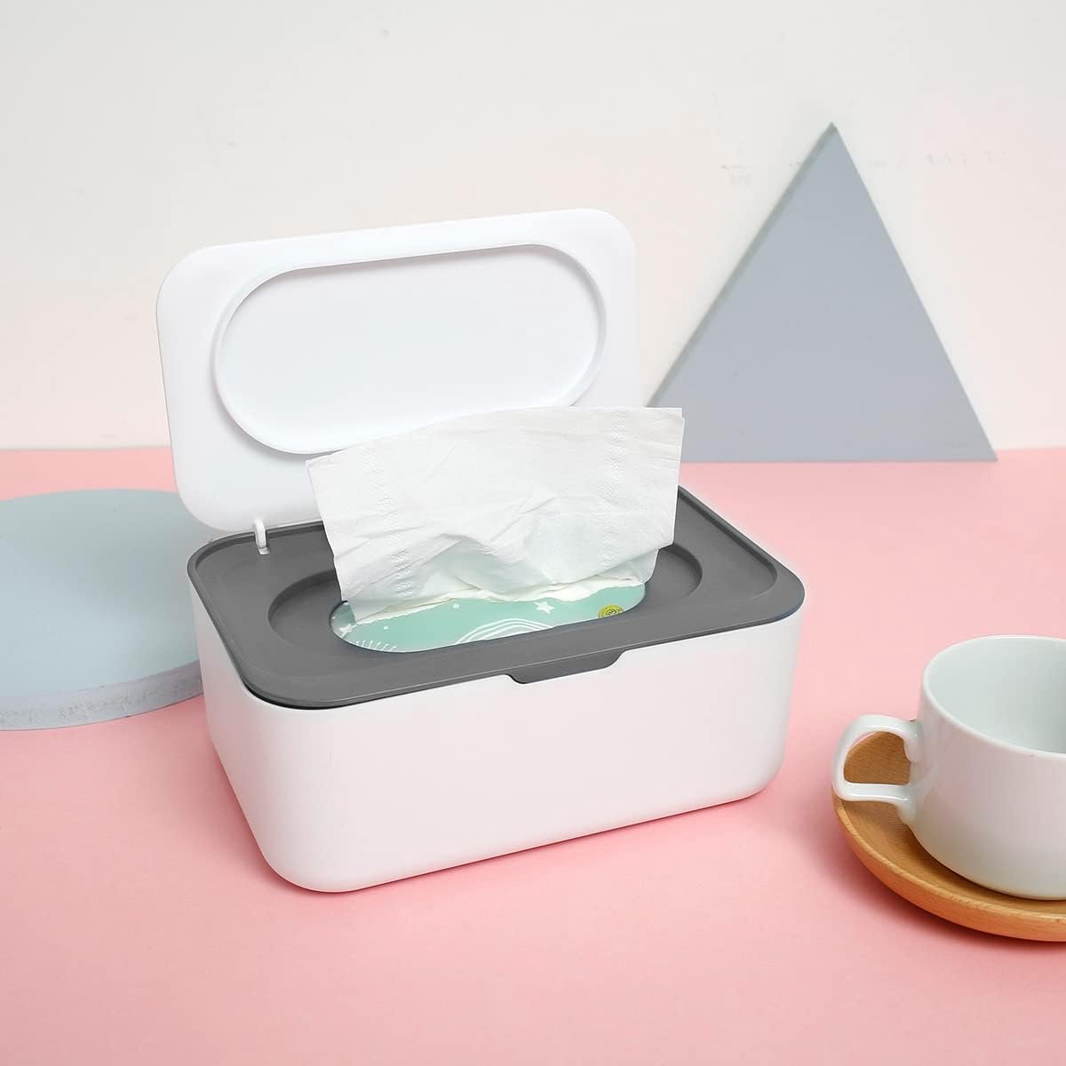 Tissue box - 19*13*7.8cm - Dispenser box for wet wipes - Baby wipes box - mask storage box - toilet wipes box - box with lid for dry tissues - keep wipes fresh with sealable lid - dustproof storage box for tissues - white - Image 2