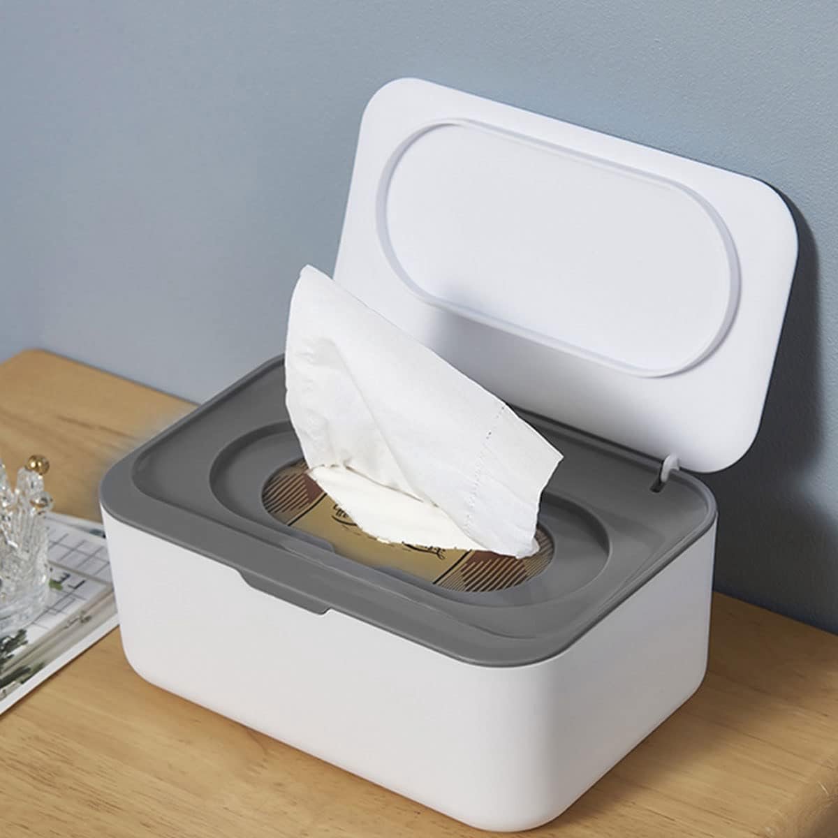Tissue box - 19*13*7.8cm - Dispenser box for wet wipes - Baby wipes box - mask storage box - toilet wipes box - box with lid for dry tissues - keep wipes fresh with sealable lid - dustproof storage box for tissues - white - Image 3