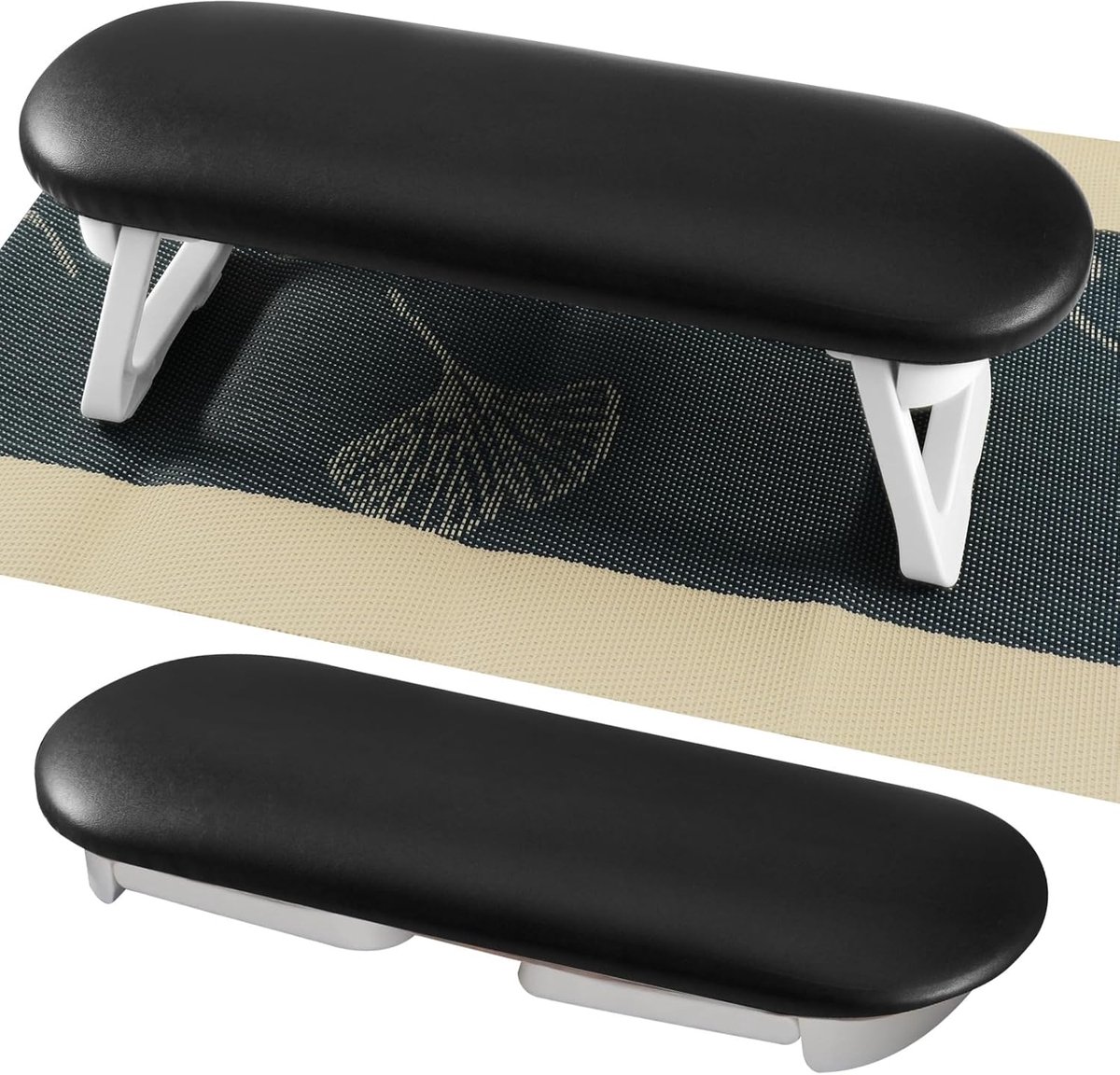 Nail Armrest - foldable - Nail Stylist Armrest - PU leather nail hand rest - with table mat - for nail technology - Nail Cushion - nail hand cushion for manicure salon use - Manicure pads - Manicure Cushion - Nail armrest cushion - Black - Image 1