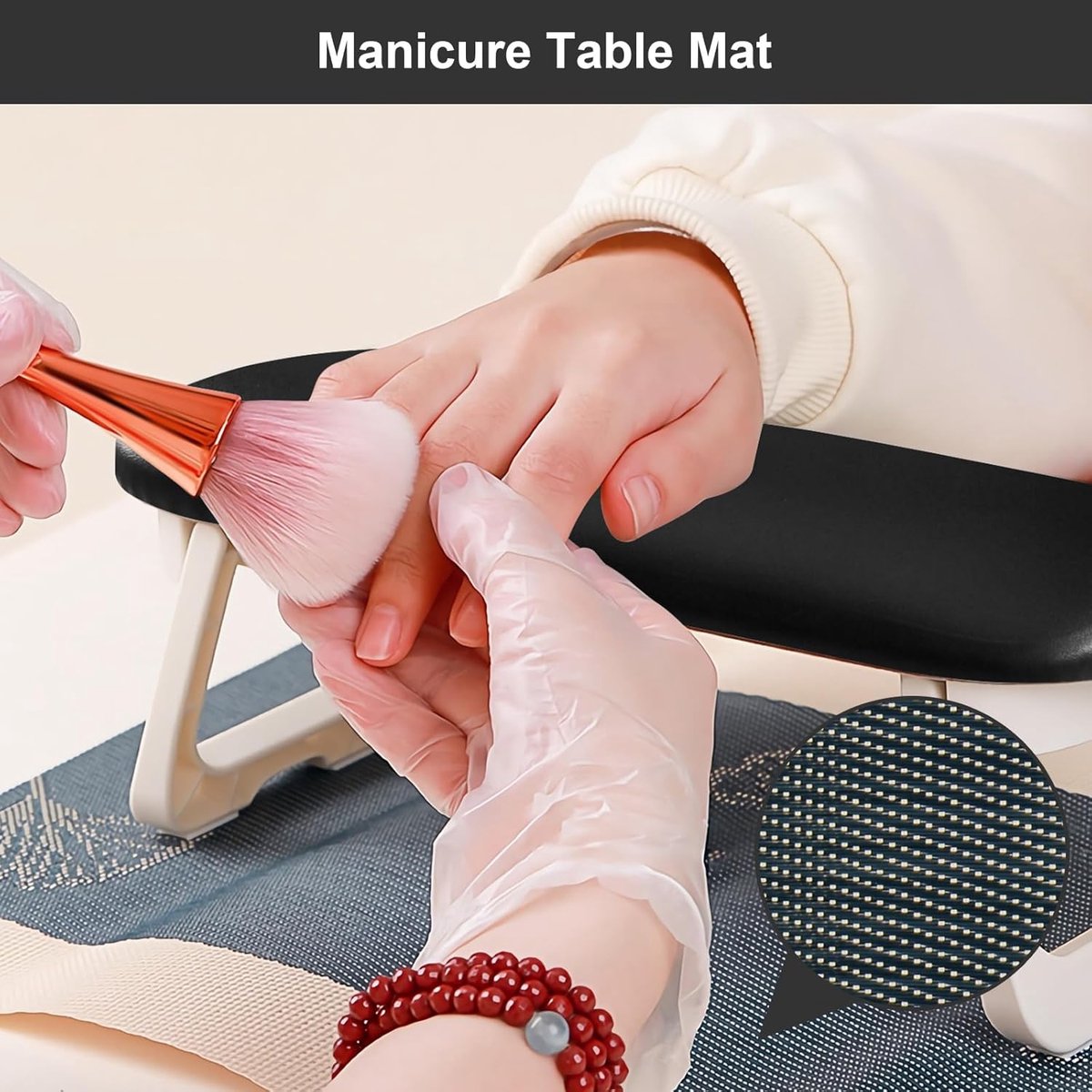 Nail Armrest - foldable - Nail Stylist Armrest - PU leather nail hand rest - with table mat - for nail technology - Nail Cushion - nail hand cushion for manicure salon use - Manicure pads - Manicure Cushion - Nail armrest cushion - Black - Image 4