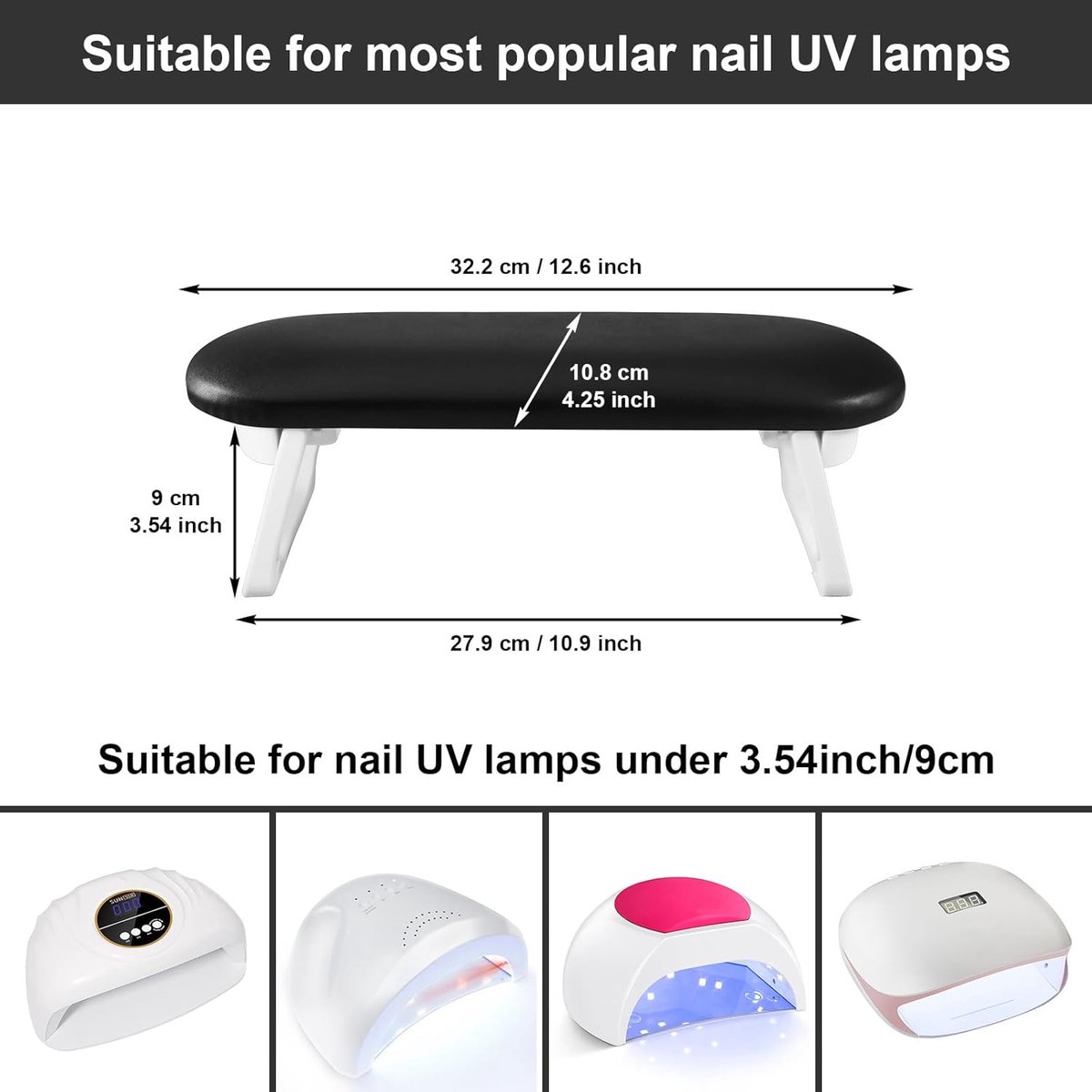 Nail Armrest - foldable - Nail Stylist Armrest - PU leather nail hand rest - with table mat - for nail technology - Nail Cushion - nail hand cushion for manicure salon use - Manicure pads - Manicure Cushion - Nail armrest cushion - Black - Image 5