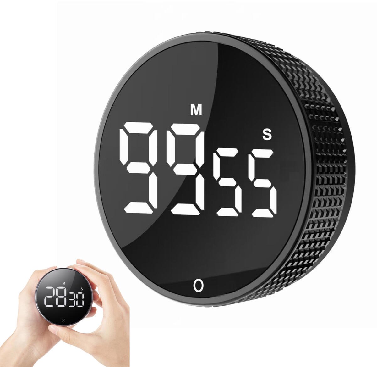 Timers - Digital timer - Magnetic digital kitchen timer - Kitchen timer - Count up/Count down - egg timer - magnetic kitchen timer - adjustable rotating - adjustable volume - for cooking, baking, kitchen, fitness, yoga, studying, meetings - black - Image 1
