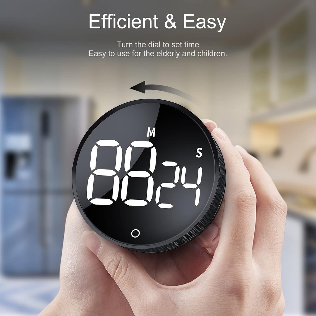 Timers - Digital timer - Magnetic digital kitchen timer - Kitchen timer - Count up/Count down - egg timer - magnetic kitchen timer - adjustable rotating - adjustable volume - for cooking, baking, kitchen, fitness, yoga, studying, meetings - black - Image 2