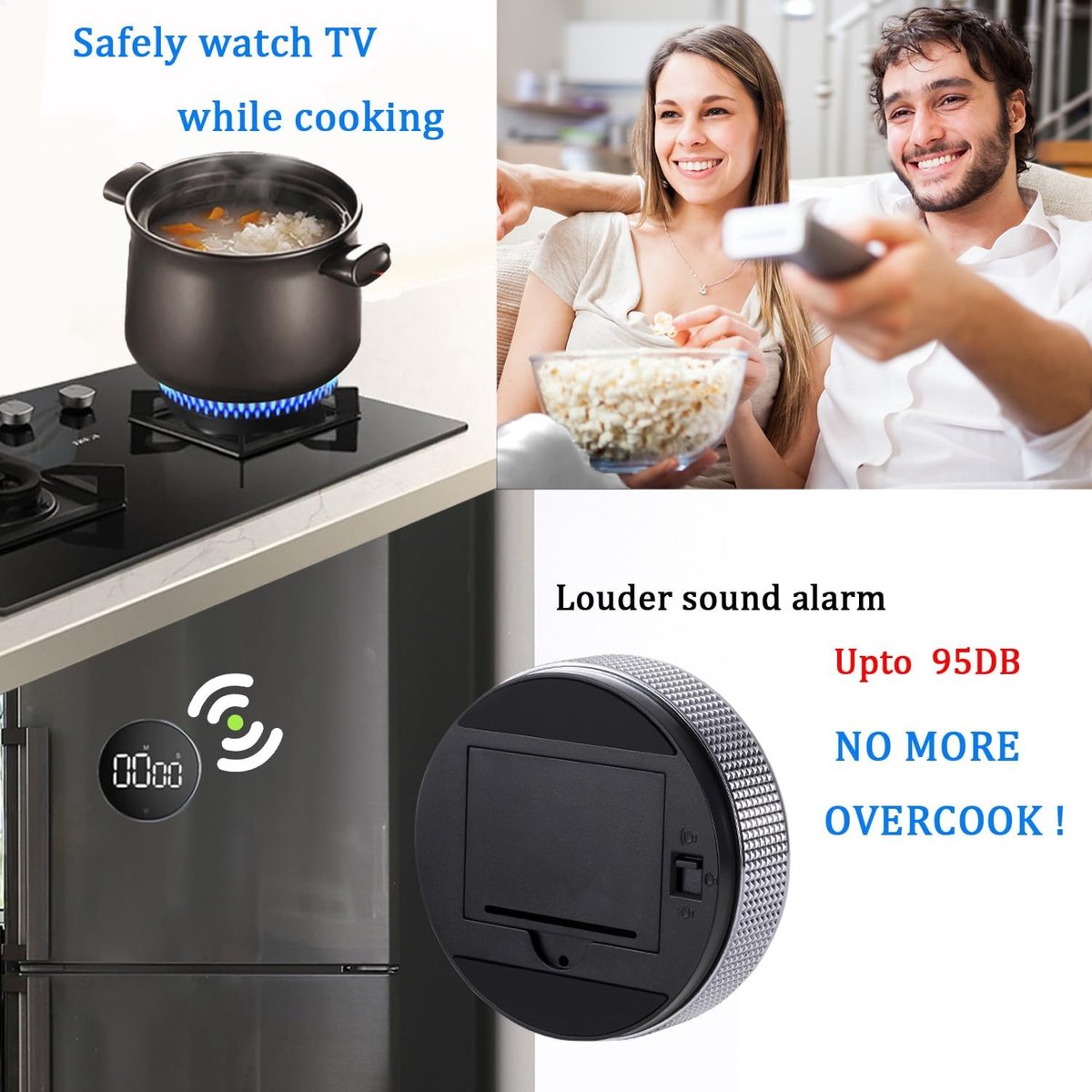 Timers - Digital timer - Magnetic digital kitchen timer - Kitchen timer - Count up/Count down - egg timer - magnetic kitchen timer - adjustable rotating - adjustable volume - for cooking, baking, kitchen, fitness, yoga, studying, meetings - black - Image 4