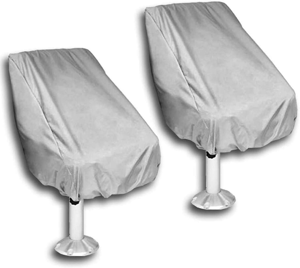 2-Piece Boat Seat Cover - 56 x 61 x 64 cm - made of Oxford fabric - UV protection - weather-resistant - waterproof - dustproof - Dust hood - with adjustable cord, suitable - for most seats - Silver - Image 1