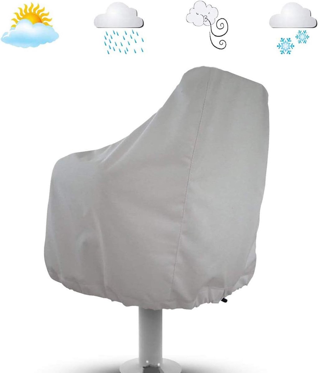 2-Piece Boat Seat Cover - 56 x 61 x 64 cm - made of Oxford fabric - UV protection - weather-resistant - waterproof - dustproof - Dust hood - with adjustable cord, suitable - for most seats - Silver - Image 5