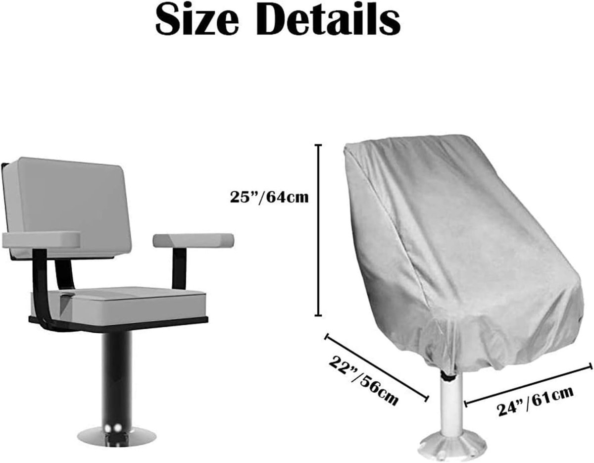 2-Piece Boat Seat Cover - 56 x 61 x 64 cm - made of Oxford fabric - UV protection - weather-resistant - waterproof - dustproof - Dust hood - with adjustable cord, suitable - for most seats - Silver - Image 6