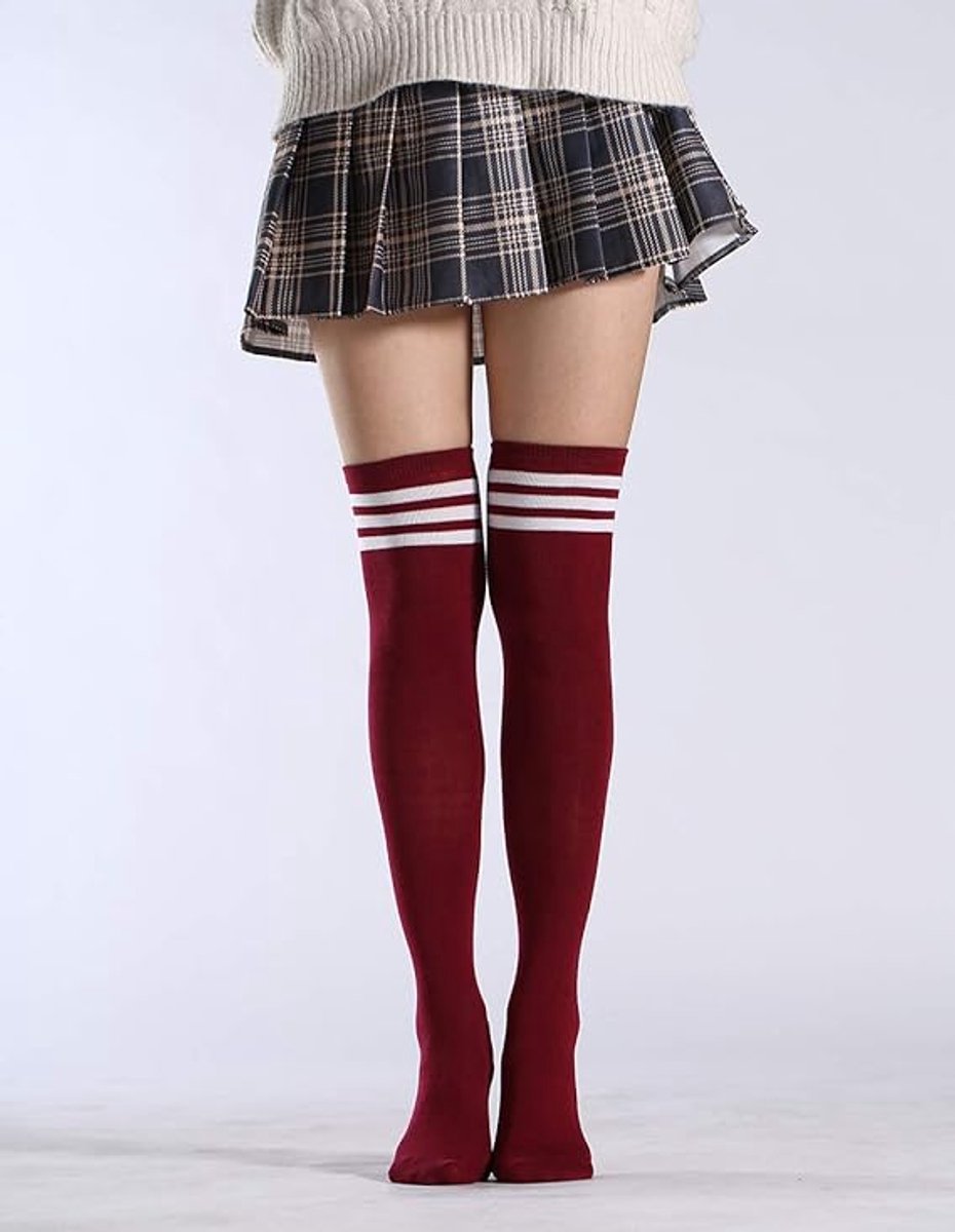 women's knee socks - 3 Pairs - Knee socks - knee socks for women - overknee socks - Sexy socks - girls' knee socks - striped socks - Black/Red/Blue - Image 4