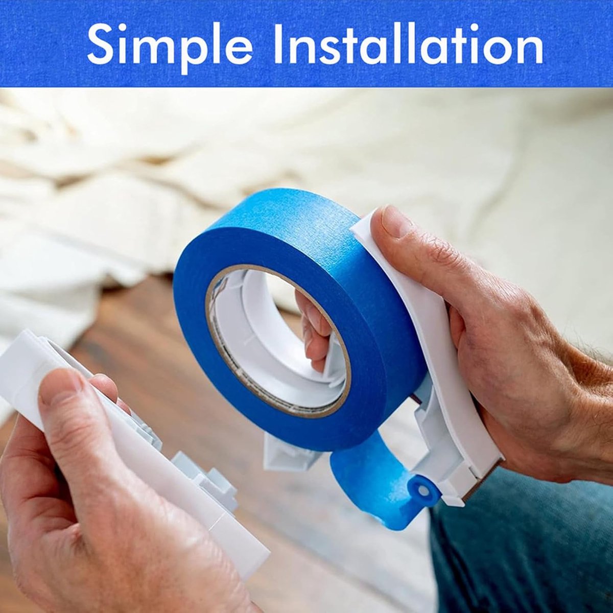 Tape Dispenser - Portable masking tape dispenser - adhesive tape dispenser - Seam sticker tool - for wall and floor painting - for paintwork, windows and door frames - 15*10.4 cm - white - Image 2
