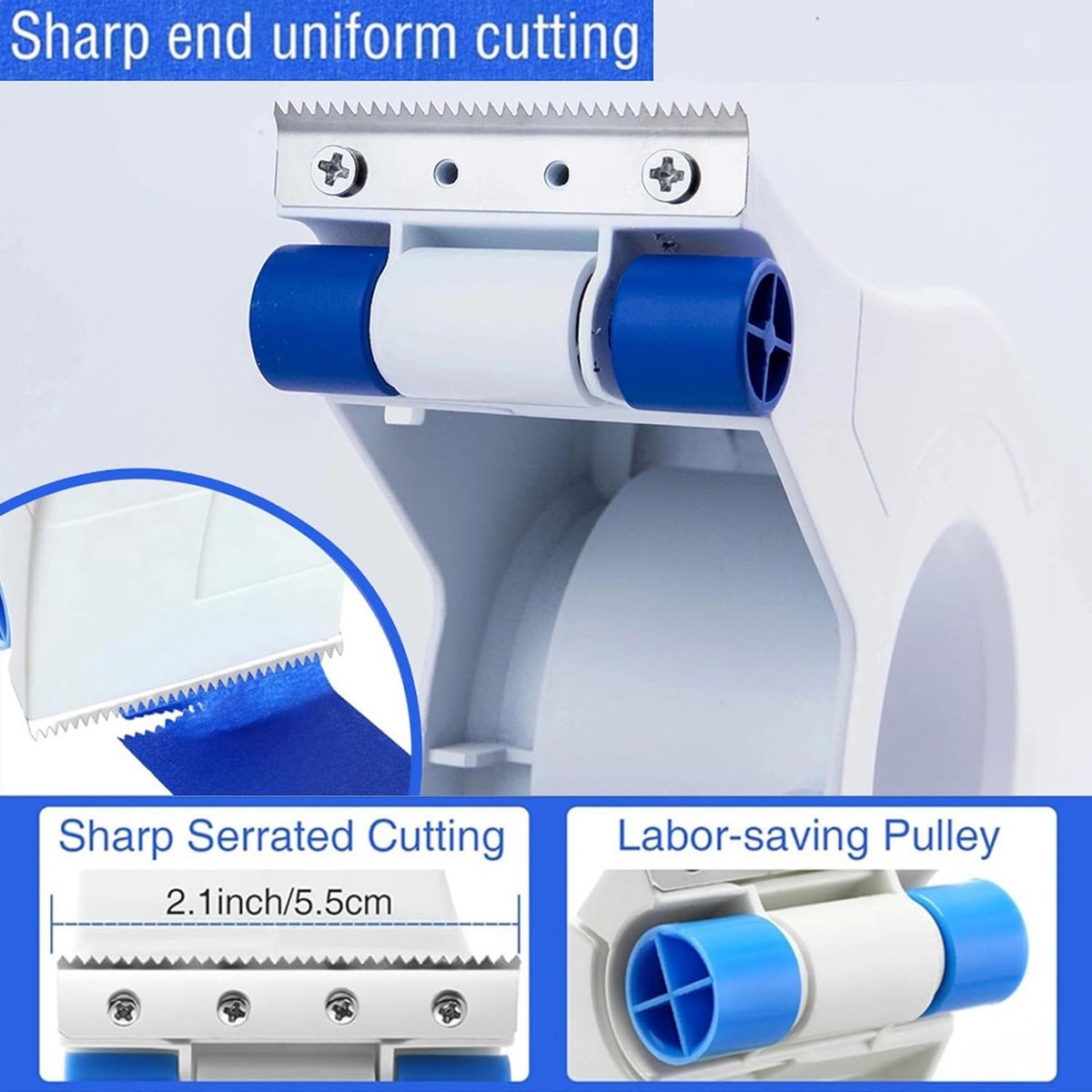 Tape Dispenser - Portable masking tape dispenser - adhesive tape dispenser - Seam sticker tool - for wall and floor painting - for paintwork, windows and door frames - 15*10.4 cm - white - Image 3