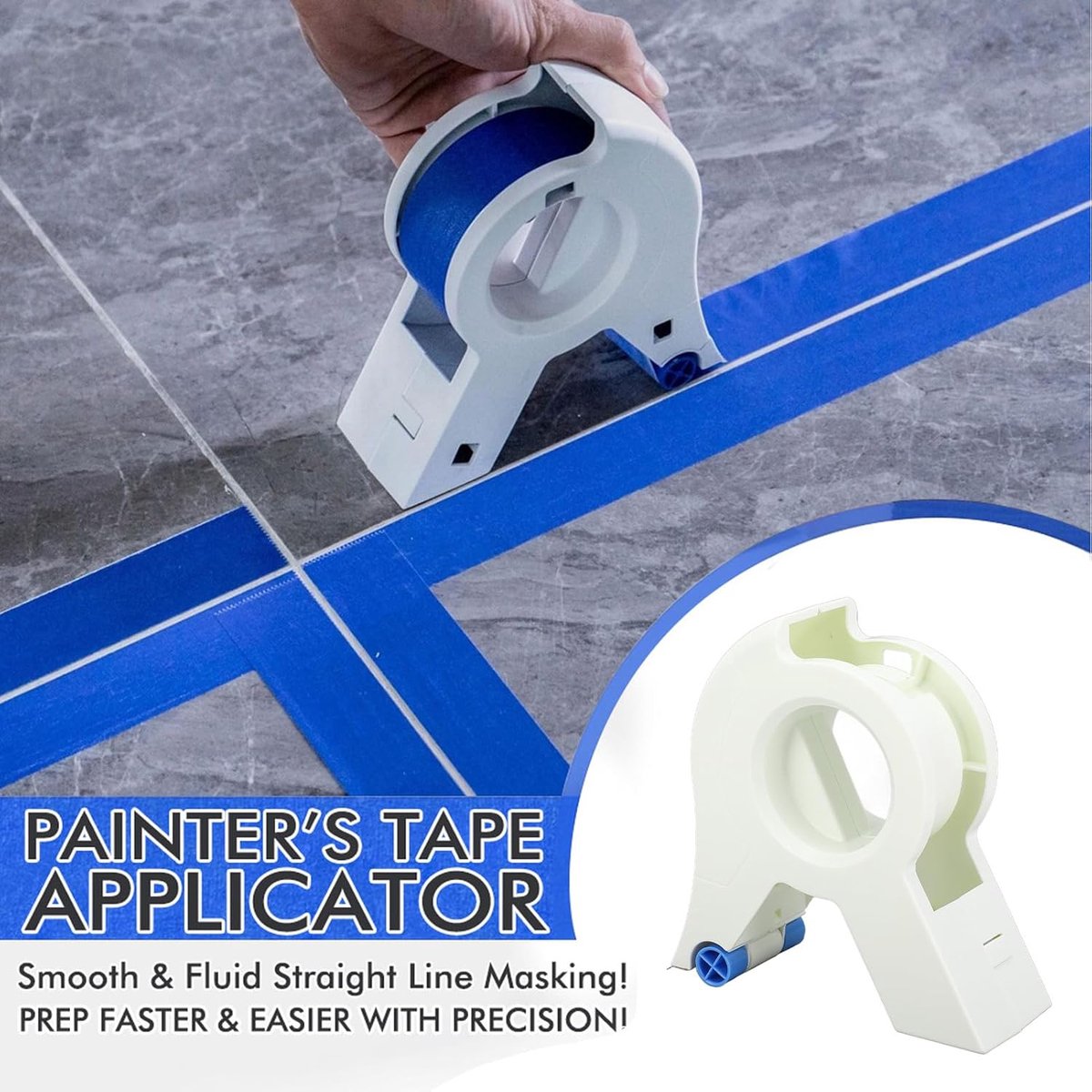 Tape Dispenser - Portable masking tape dispenser - adhesive tape dispenser - Seam sticker tool - for wall and floor painting - for paintwork, windows and door frames - 15*10.4 cm - white - Image 4