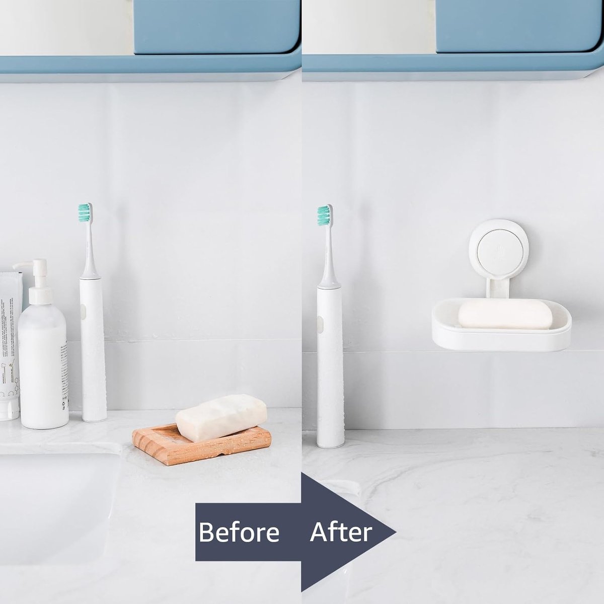 Soap holder - Soap dish with suction cup - Soap holder - Soap dish - Soap box - self-draining soap dish - suction cup soap holder - no drilling - reusable - bathroom accessories - for shower, bathroom, kitchen sink - 11.5*8.5*14 cm - white - Image 3