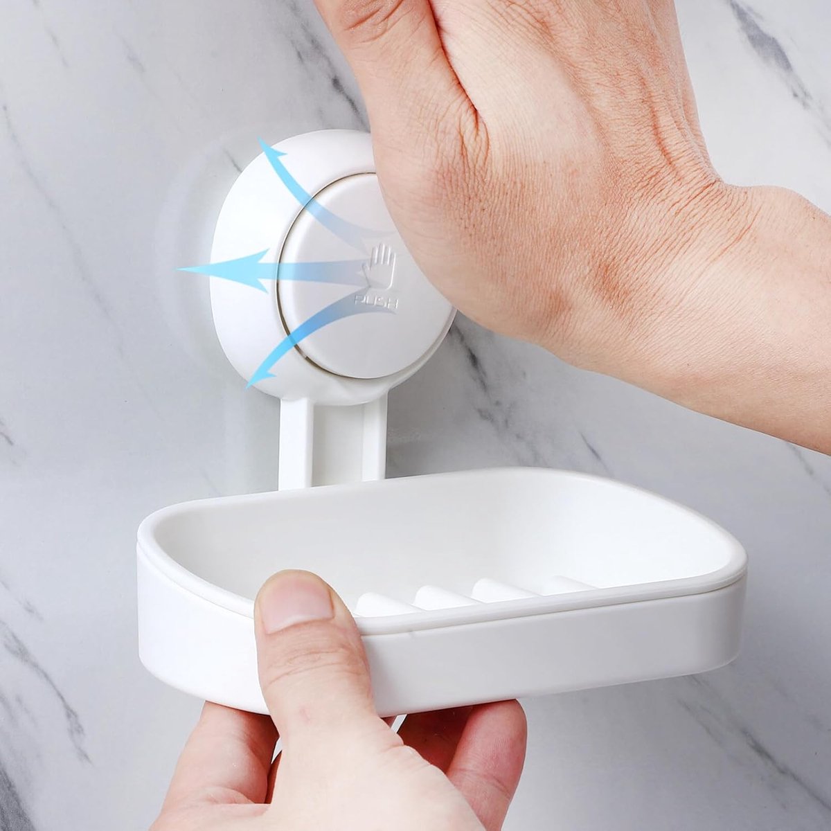Soap holder - Soap dish with suction cup - Soap holder - Soap dish - Soap box - self-draining soap dish - suction cup soap holder - no drilling - reusable - bathroom accessories - for shower, bathroom, kitchen sink - 11.5*8.5*14 cm - white - Image 4