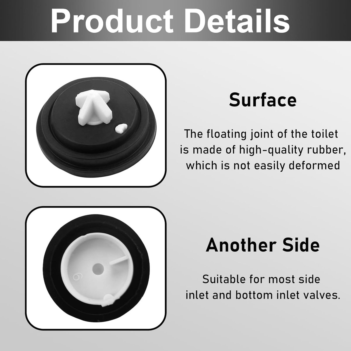 3 pieces - Toilet cistern drain valve - Flush tank inlet diaphragm - inlet diaphragms for toilet cistern - valve diaphragm - sealing diaphragm - toilet inlet float diaphragm rings - rings for toilet cisterns - WC drain seal - toilet accessories - Image 2
