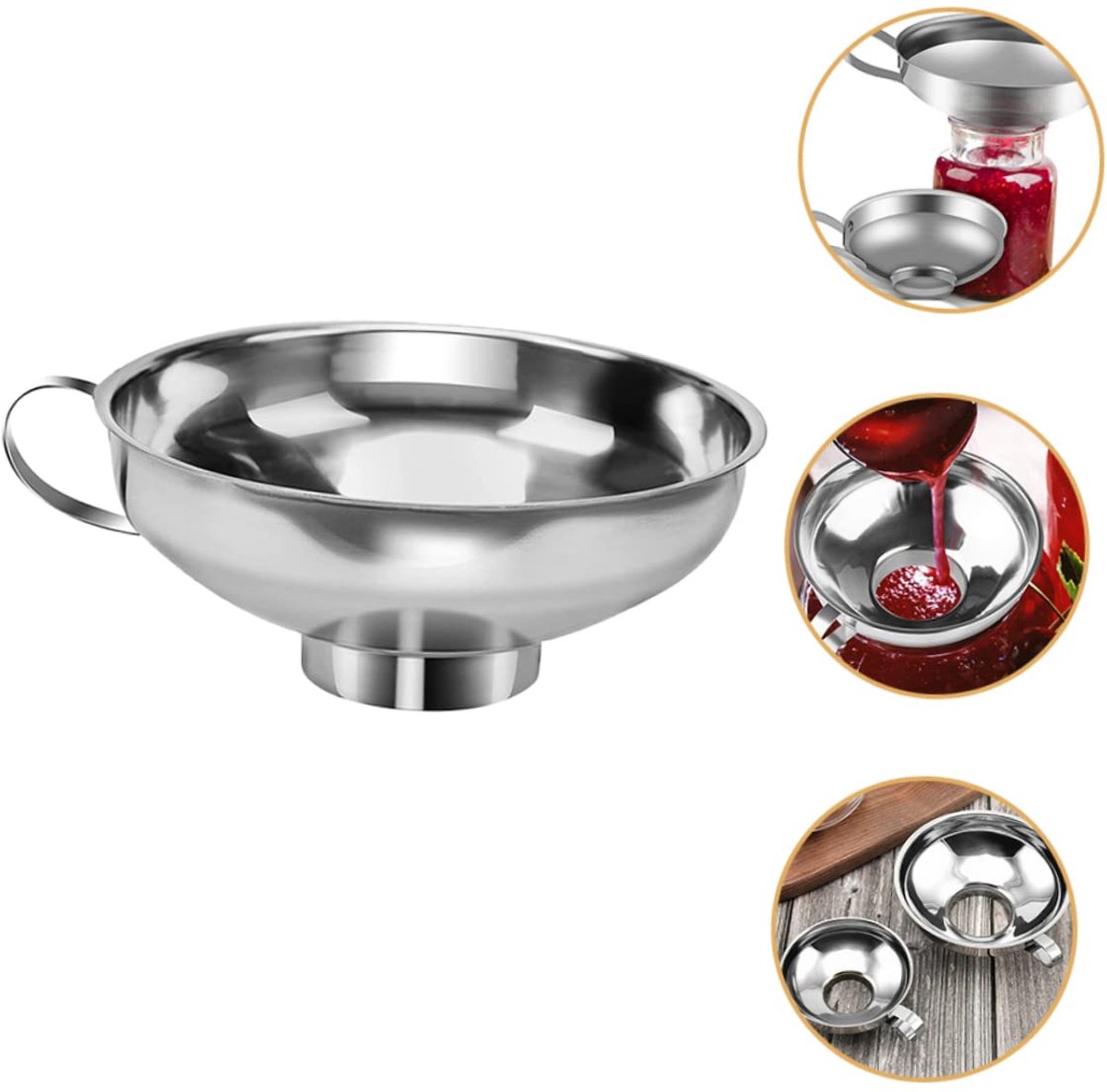 2 pieces - funnel - 12.5*10.5*4.3 cm and 17*15*5.8 cm - stainless steel funnel with wide mouth - for transferring liquids in the kitchen - for canning and bottling - Versatile - easy to store - kitchen utensils - silver - Image 2
