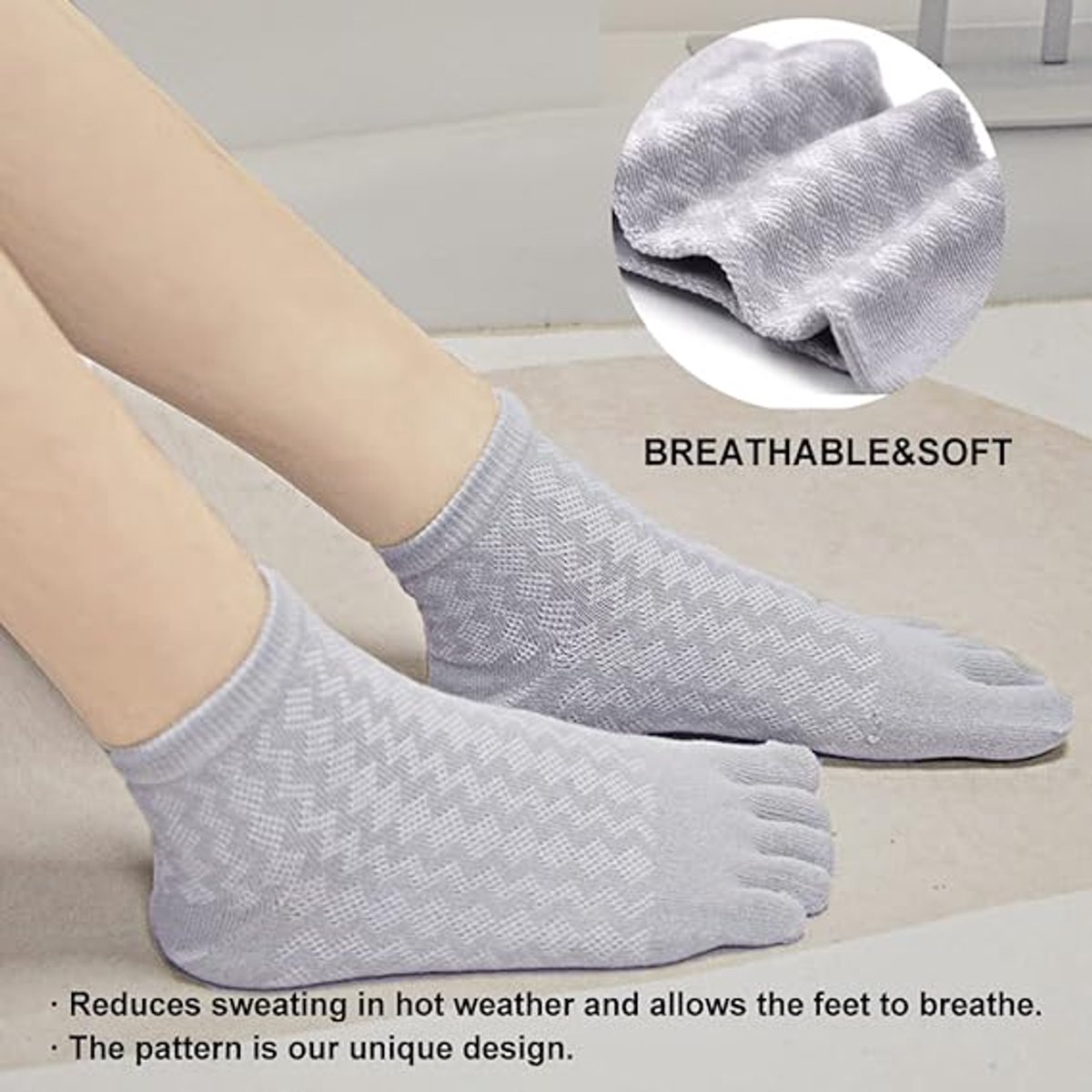 5 pairs of toe socks - Breathable - Round toe socks - Women - Orthopedic compression toe socks for women - Running socks - Yoga socks - Comfort socks - Cotton - Image 2