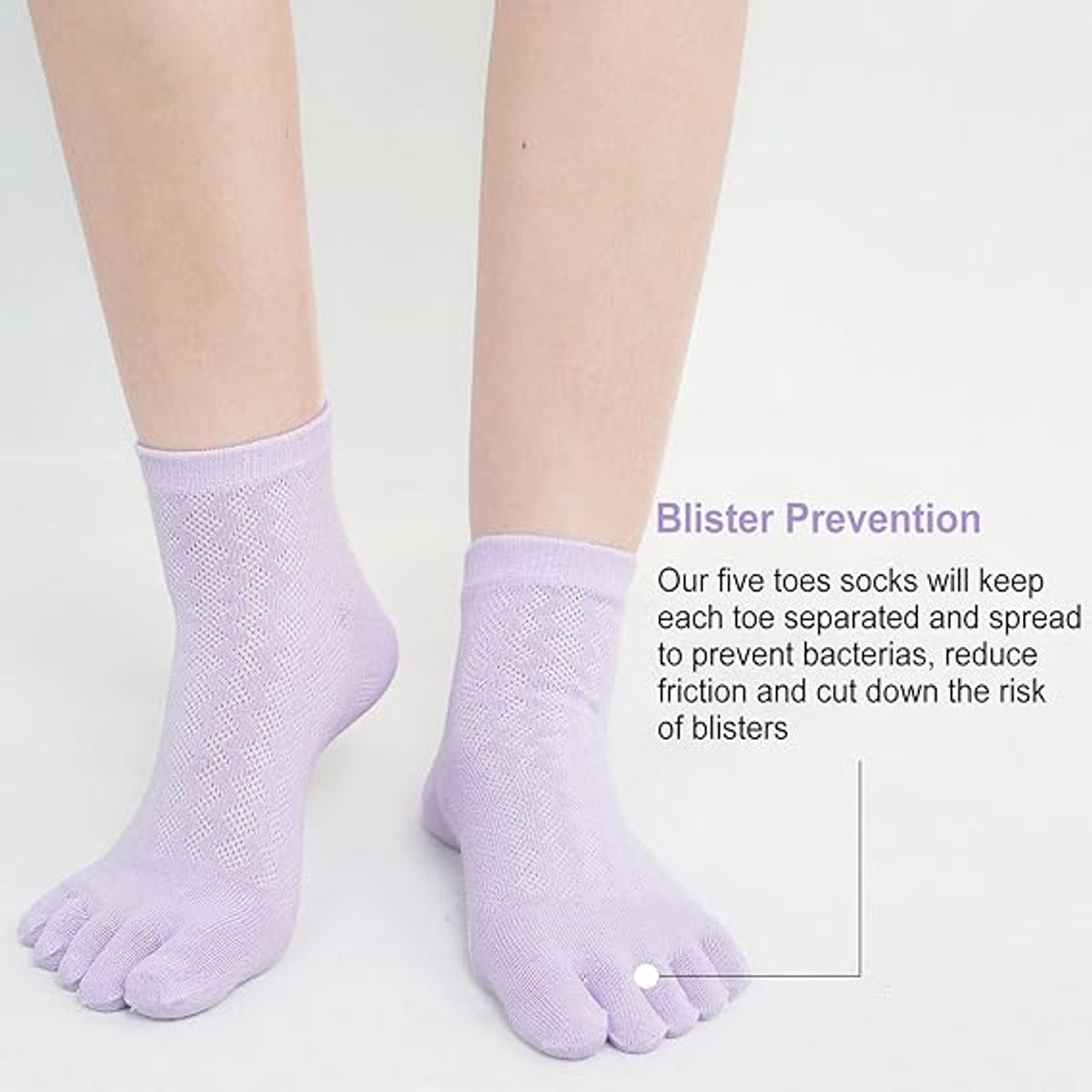5 pairs of toe socks - Breathable - Round toe socks - Women - Orthopedic compression toe socks for women - Running socks - Yoga socks - Comfort socks - Cotton - Image 3
