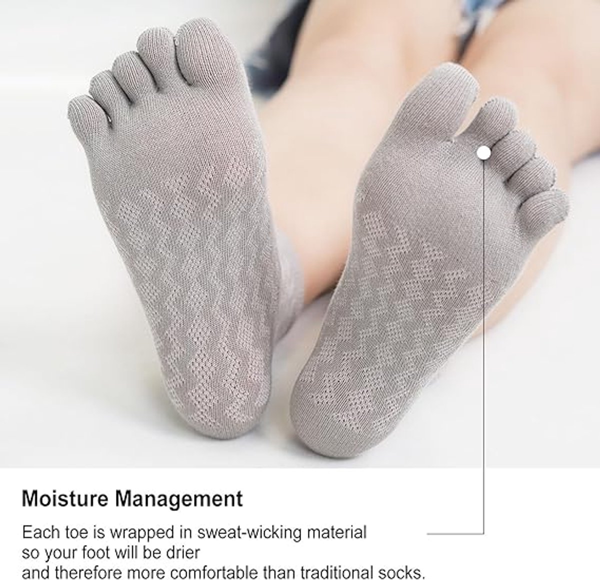 5 pairs of toe socks - Breathable - Round toe socks - Women - Orthopedic compression toe socks for women - Running socks - Yoga socks - Comfort socks - Cotton - Image 4