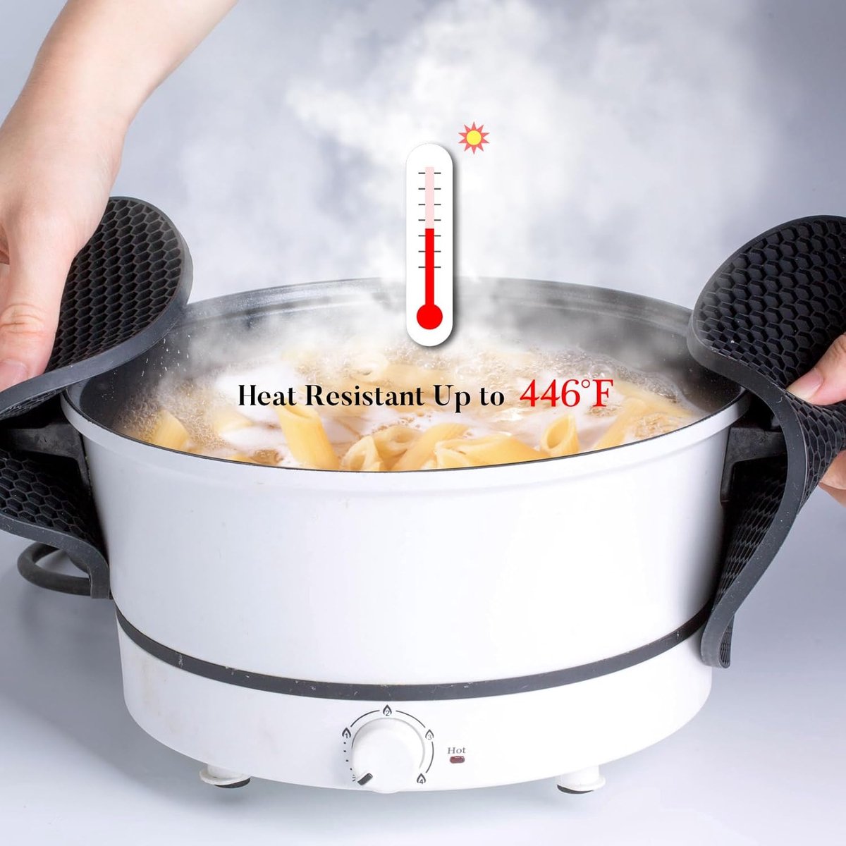 Silicone Pot Holders - Round - Pot Holders - Glass Coasters - Heat-Resistant Pot Holders - For Pots and Pans - Insulation Mats - Durable Non-Slip - Heat-Resistant Mats - Durable Flexible - Black - Image 2