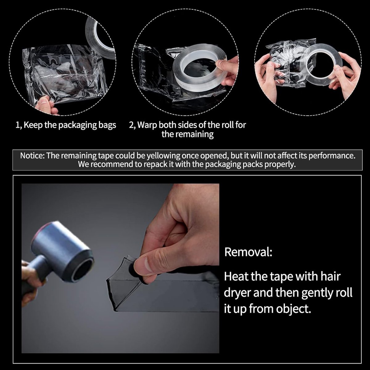 Heavy Duty Double-Sided Tape - 3m x 5mm x 1mm - Nano Tape - Extra Strong Double-Sided Tape - Mounting Tape - Multifunctional Tape - Transparent Reusable Tape - Transparent Tape - Image 4