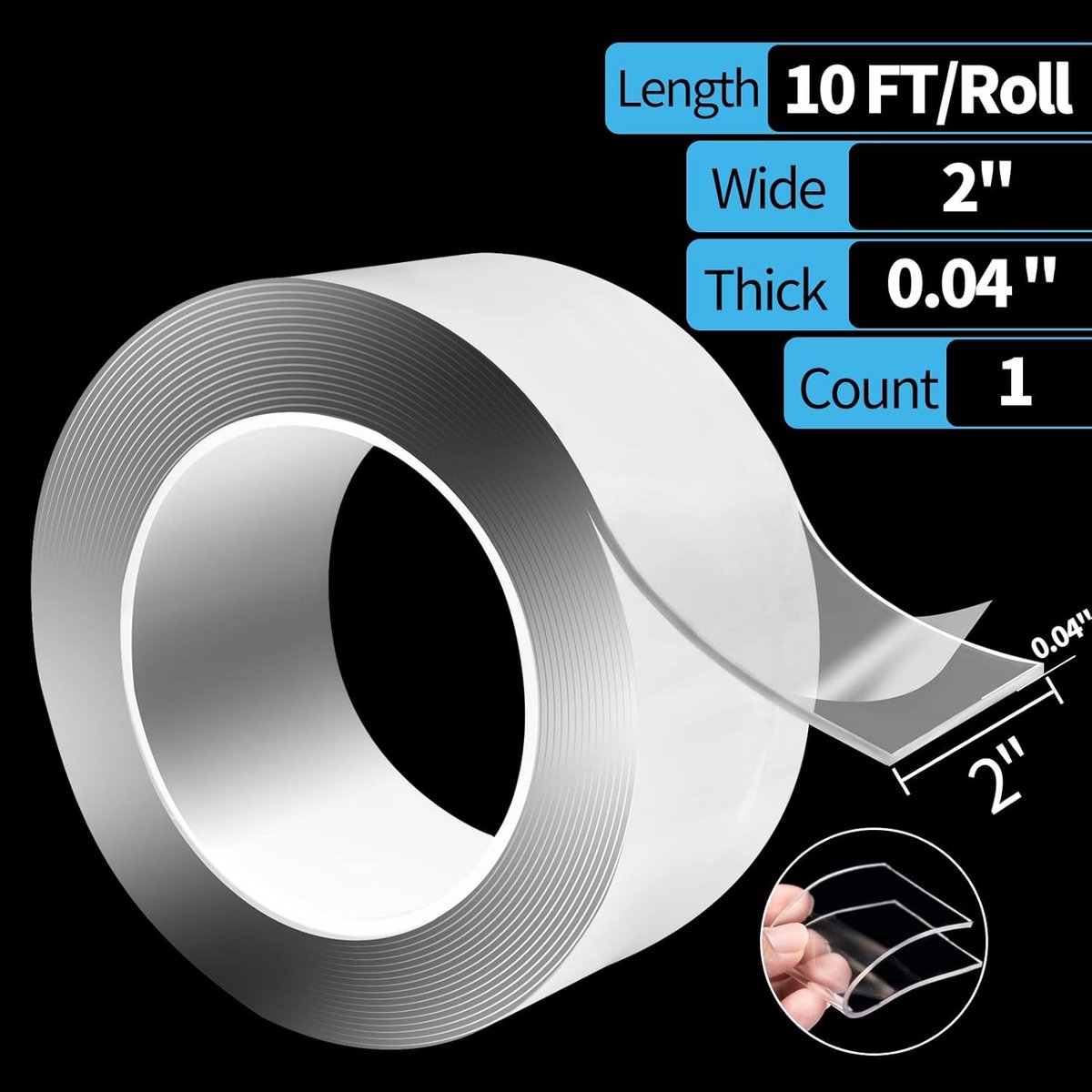 Heavy Duty Double-Sided Tape - 3m x 5mm x 1mm - Nano Tape - Extra Strong Double-Sided Tape - Mounting Tape - Multifunctional Tape - Transparent Reusable Tape - Transparent Tape - Image 6