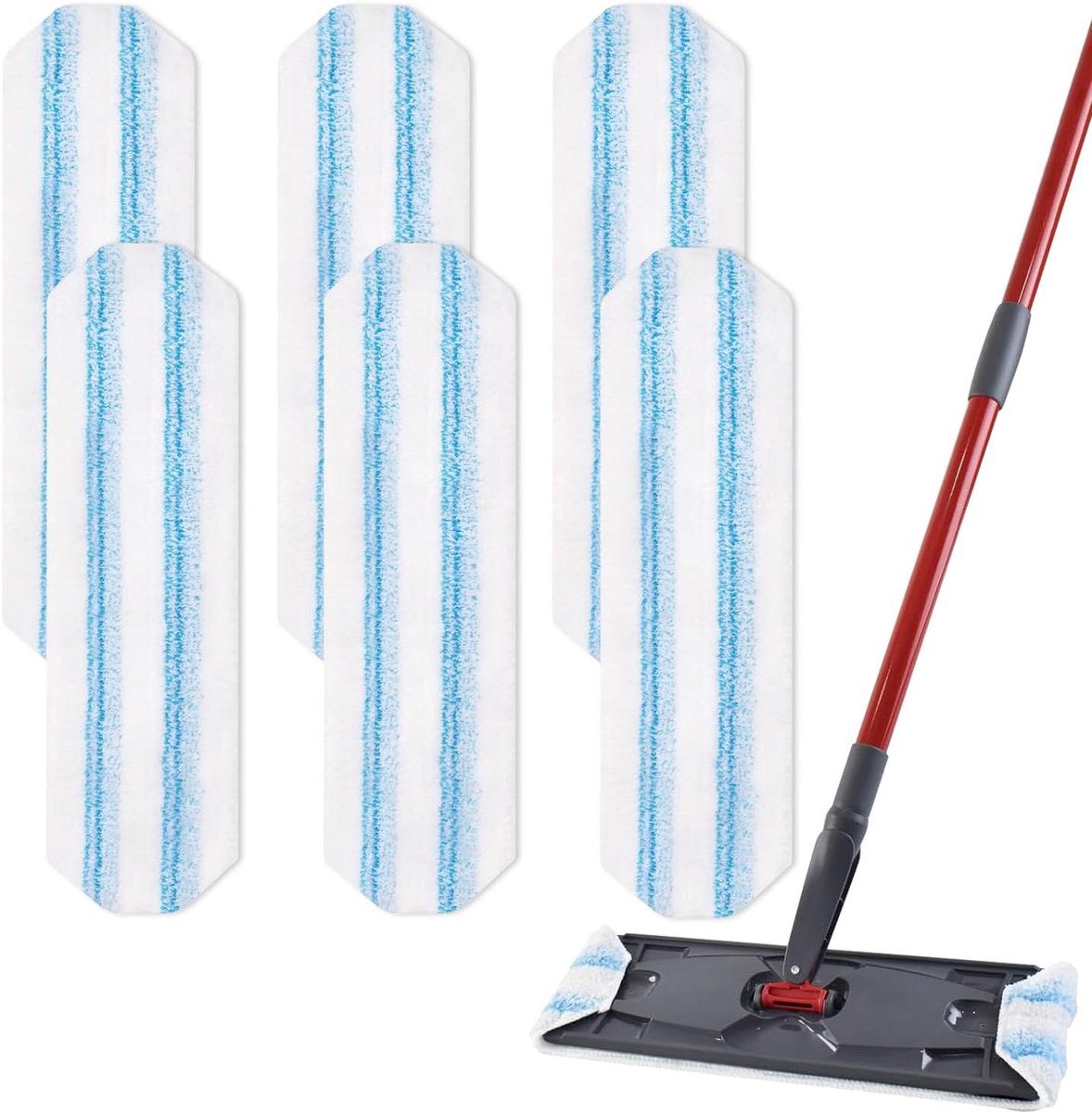 6-piece replacement mop pad set suitable for O Cedar H2prO mop system, suitable for Vileda H2PrO Flat Mop Refill Kit - mop head replacement - replacement mop pads - machine washable, reusable, easy to install, for all hard floors - Image 1
