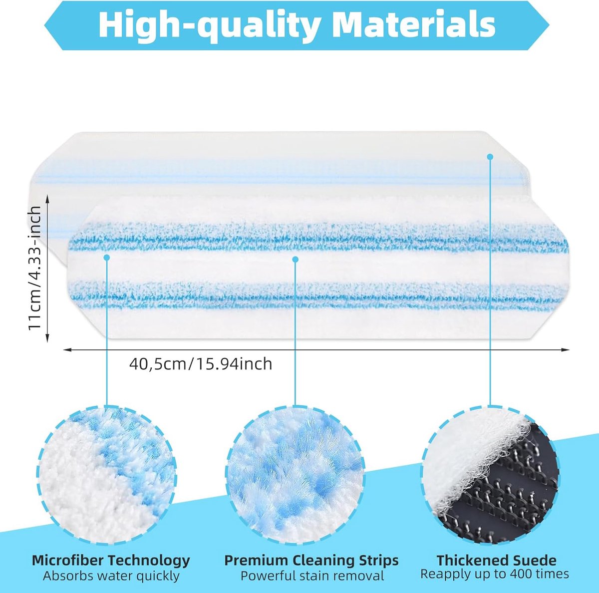 6-piece replacement mop pad set suitable for O Cedar H2prO mop system, suitable for Vileda H2PrO Flat Mop Refill Kit - mop head replacement - replacement mop pads - machine washable, reusable, easy to install, for all hard floors - Image 2