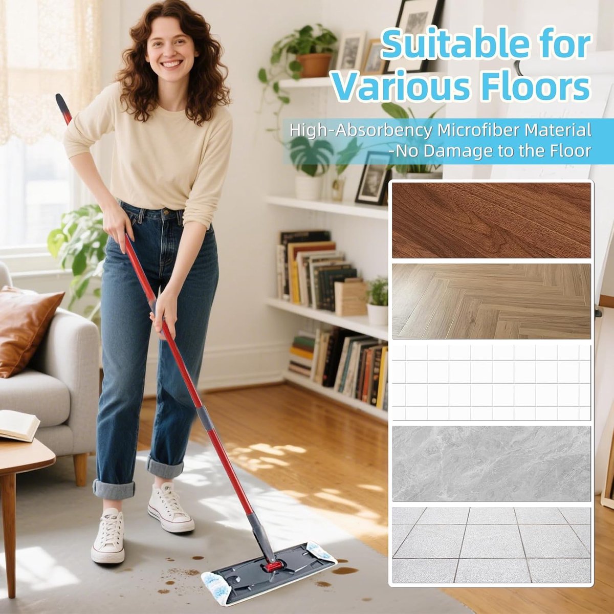 6-piece replacement mop pad set suitable for O Cedar H2prO mop system, suitable for Vileda H2PrO Flat Mop Refill Kit - mop head replacement - replacement mop pads - machine washable, reusable, easy to install, for all hard floors - Image 3