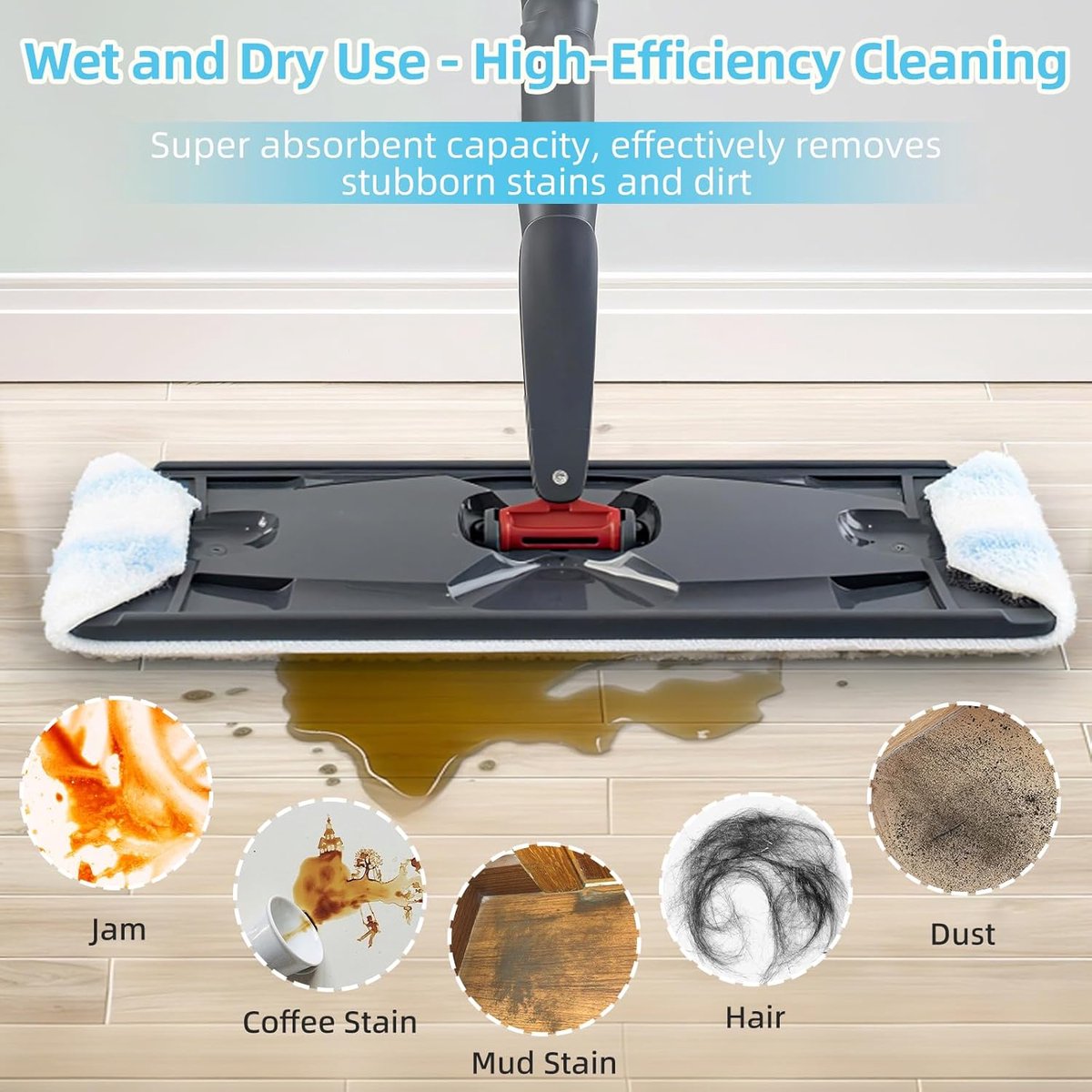 6-piece replacement mop pad set suitable for O Cedar H2prO mop system, suitable for Vileda H2PrO Flat Mop Refill Kit - mop head replacement - replacement mop pads - machine washable, reusable, easy to install, for all hard floors - Image 4