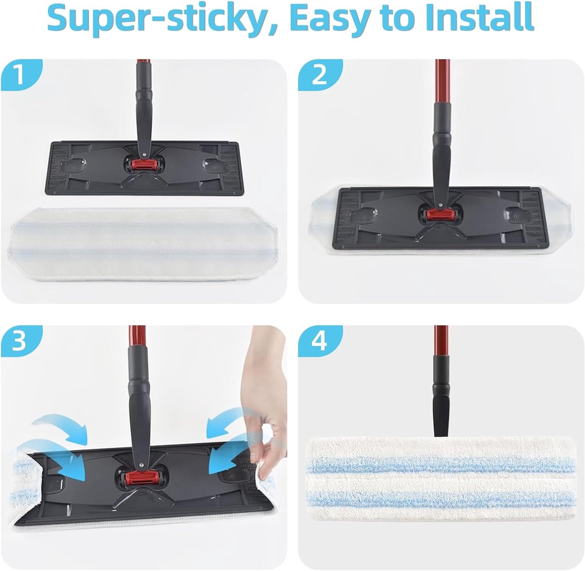 6-piece replacement mop pad set suitable for O Cedar H2prO mop system, suitable for Vileda H2PrO Flat Mop Refill Kit - mop head replacement - replacement mop pads - machine washable, reusable, easy to install, for all hard floors - Image 6