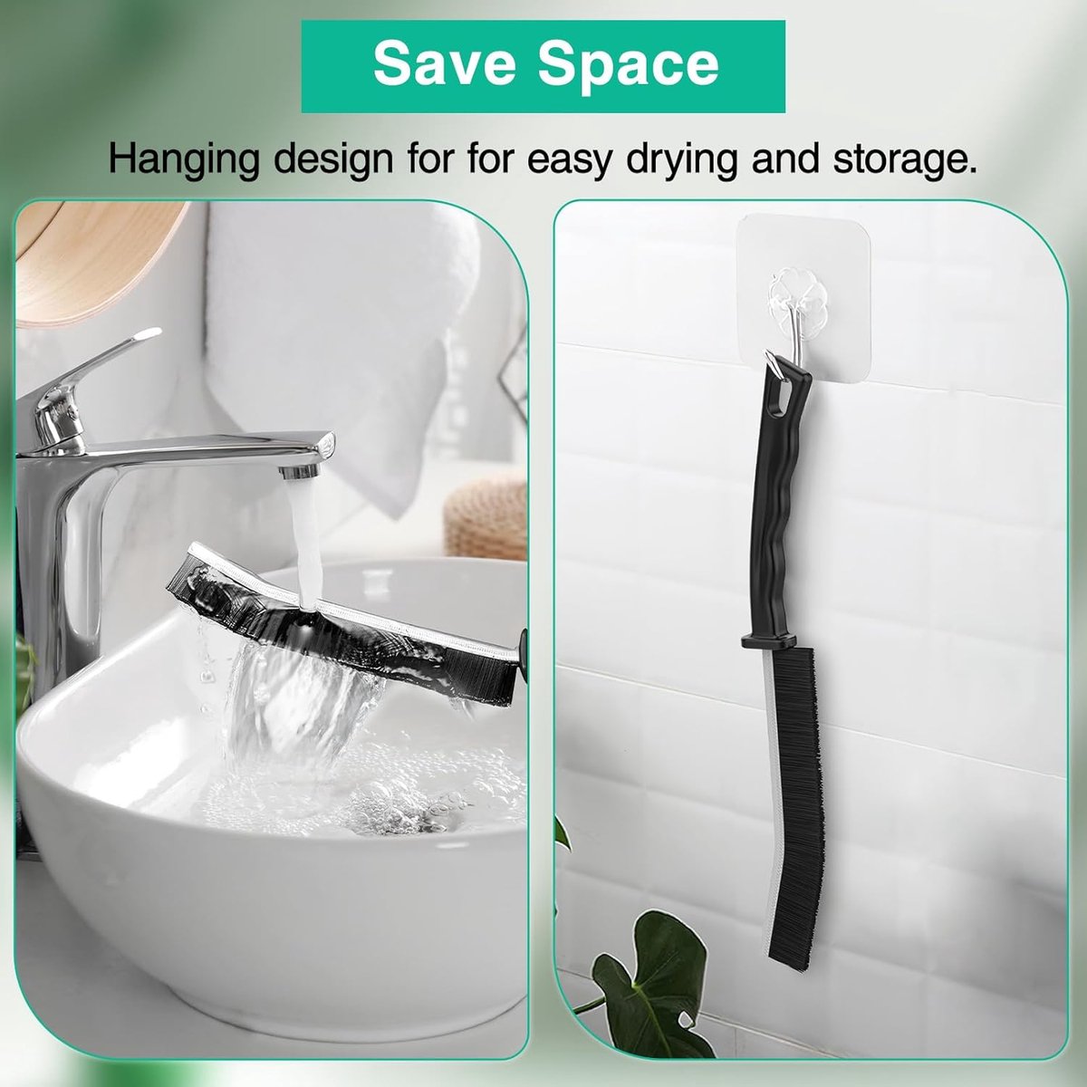 3 Pieces Crevice Brushes - Gap Brush - Narrow Cleaning Brush - Long Handle - Bathroom Cleaning Brush - Stiff Brush with Bristles - Long Handle - Gap Cleaner - For Window Openings, Bathroom, Toilet, Kitchen - Grout Brush - Image 2