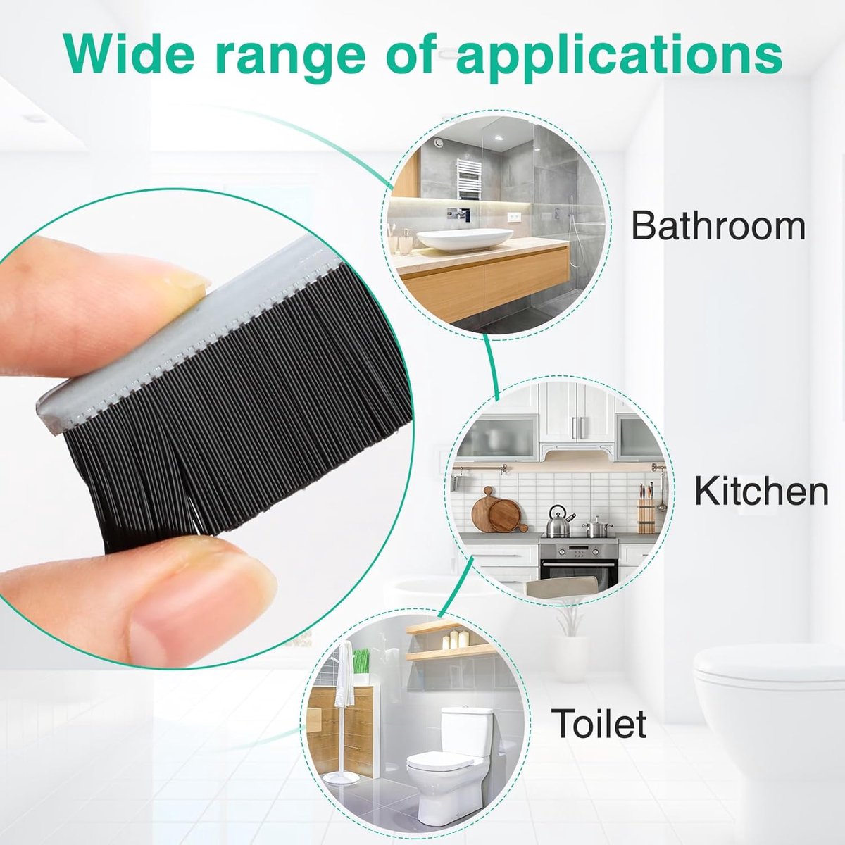 3 Pieces Crevice Brushes - Gap Brush - Narrow Cleaning Brush - Long Handle - Bathroom Cleaning Brush - Stiff Brush with Bristles - Long Handle - Gap Cleaner - For Window Openings, Bathroom, Toilet, Kitchen - Grout Brush - Image 3