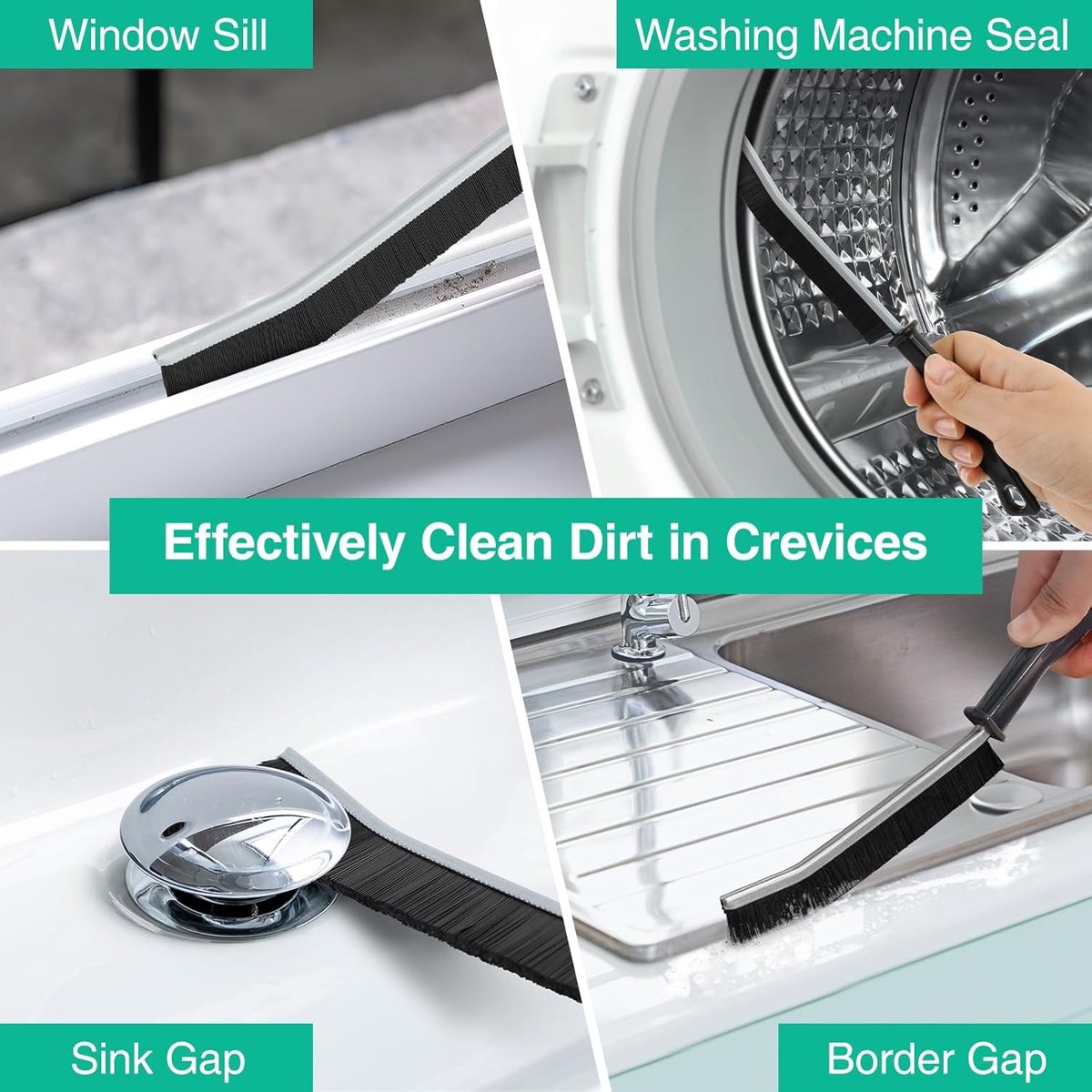 3 Pieces Crevice Brushes - Gap Brush - Narrow Cleaning Brush - Long Handle - Bathroom Cleaning Brush - Stiff Brush with Bristles - Long Handle - Gap Cleaner - For Window Openings, Bathroom, Toilet, Kitchen - Grout Brush - Image 4