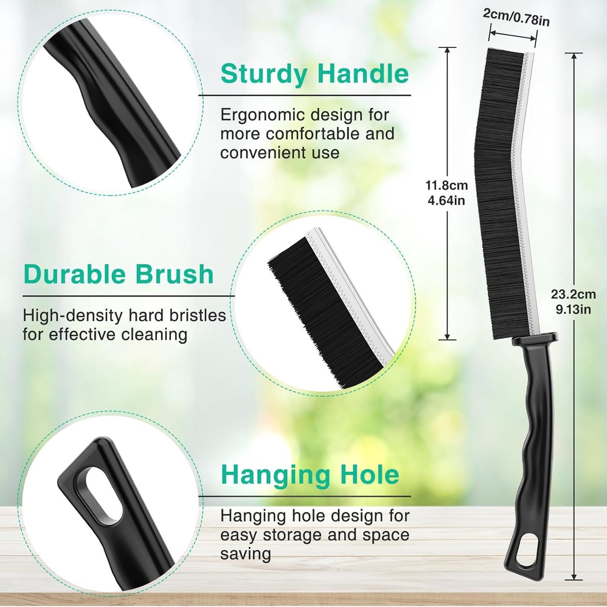 3 Pieces Crevice Brushes - Gap Brush - Narrow Cleaning Brush - Long Handle - Bathroom Cleaning Brush - Stiff Brush with Bristles - Long Handle - Gap Cleaner - For Window Openings, Bathroom, Toilet, Kitchen - Grout Brush - Image 5