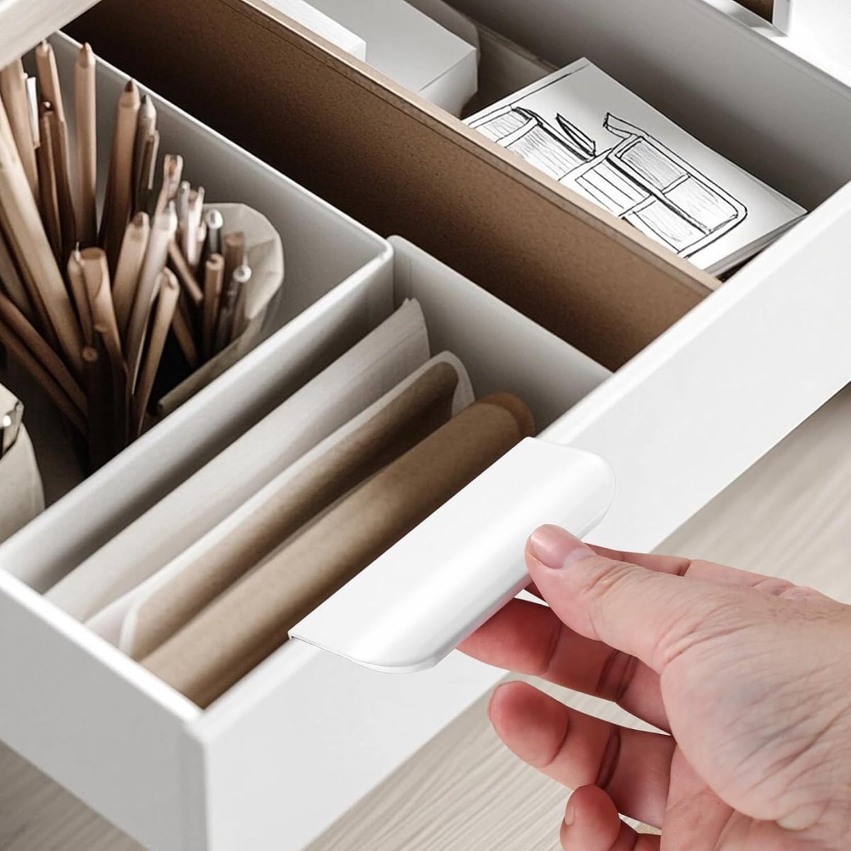 10 pieces - 150*40*17.5 mm - Cabinet handles - Drawer handles - Concealed handle - Aluminum alloy handle - kitchen cabinet handles - furniture accessories - hardware - white - Image 3