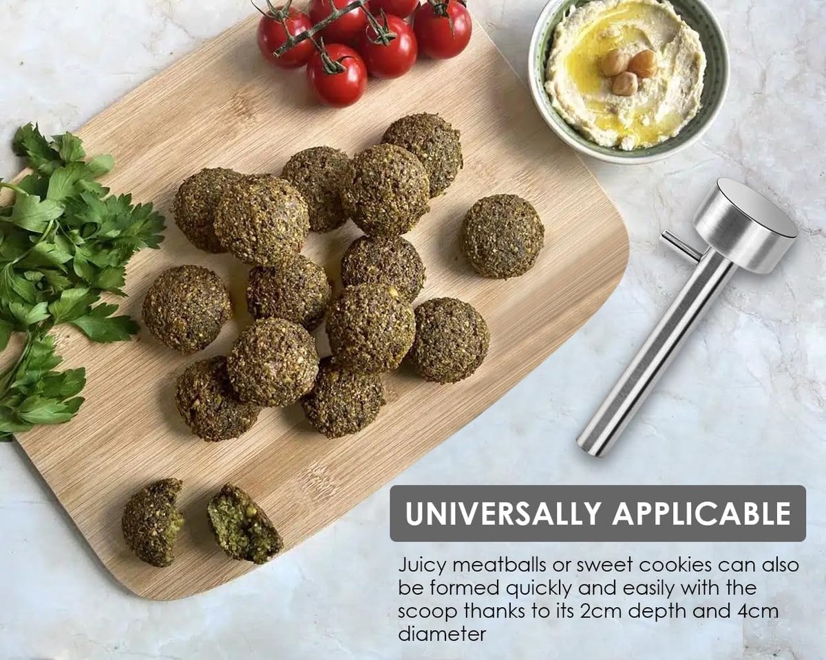Falafel Scoop - Falafel Portioning Device - Falafel Make - Burger Maker - Meatball Scoop - Stainless Steel Falafel Scoop - Kitchen Utensils - Non-stick Mold - for falafel balls, meatballs - 4.2*13.5 cm - Silver - Image 6