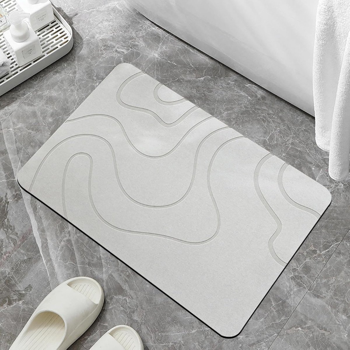 Absorbent Bath Mat - 40*60 cm - Diatomaceous Earth Bath Mat - Non-Slip Diatomite Mat - Non-Slip Shower Mat - Shower Mat - Bathroom Mat - Toilet Mat - non-slip bath mat - water-absorbent mat - entrance doormat - quick-drying bath mat - light grey - Image 2