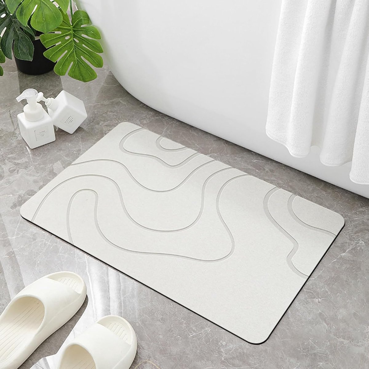 Absorbent Bath Mat - 40*60 cm - Diatomaceous Earth Bath Mat - Non-Slip Diatomite Mat - Non-Slip Shower Mat - Shower Mat - Bathroom Mat - Toilet Mat - non-slip bath mat - water-absorbent mat - entrance doormat - quick-drying bath mat - light grey - Image 3