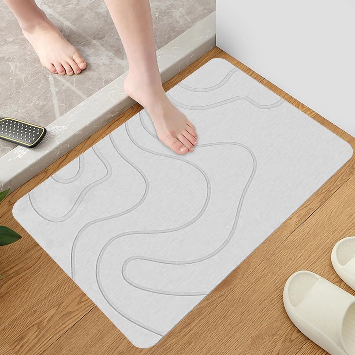 Absorbent Bath Mat - 40*60 cm - Diatomaceous Earth Bath Mat - Non-Slip Diatomite Mat - Non-Slip Shower Mat - Shower Mat - Bathroom Mat - Toilet Mat - non-slip bath mat - water-absorbent mat - entrance doormat - quick-drying bath mat - light grey - Image 4