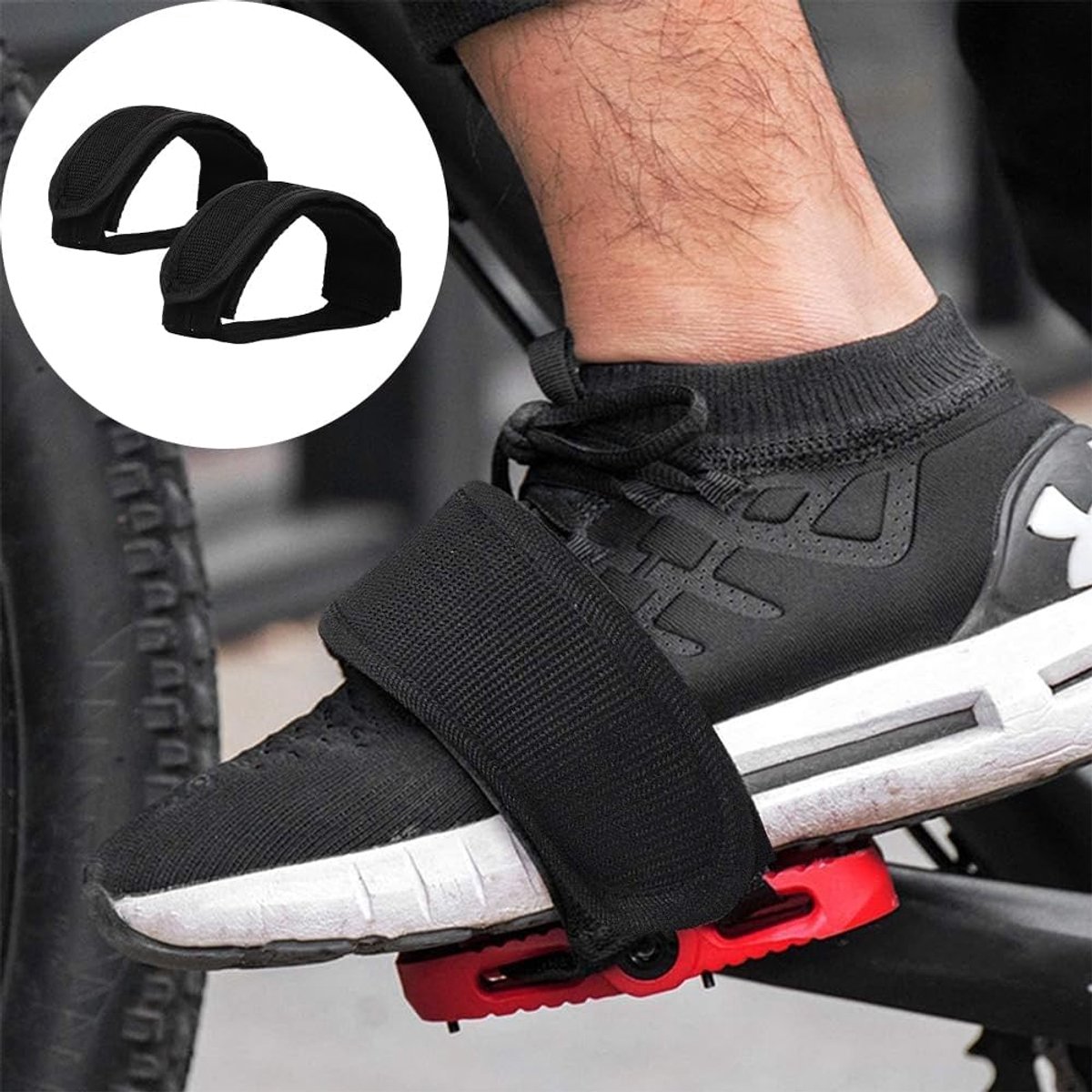 1 pair - Bicycle pedal straps - exercise bike pedal straps - adjustable pedal straps - universal bicycle pedal strap - anti-slip pedal mounting strap - bicycle accessories - bicycle pedal accessories - for anti-slip bicycle pedals - black - Image 3