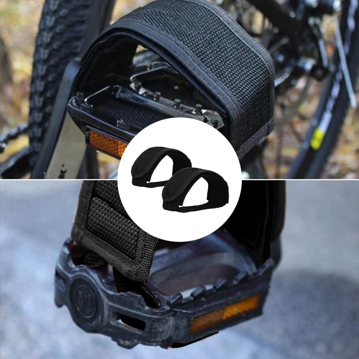 1 pair - Bicycle pedal straps - exercise bike pedal straps - adjustable pedal straps - universal bicycle pedal strap - anti-slip pedal mounting strap - bicycle accessories - bicycle pedal accessories - for anti-slip bicycle pedals - black - Image 4