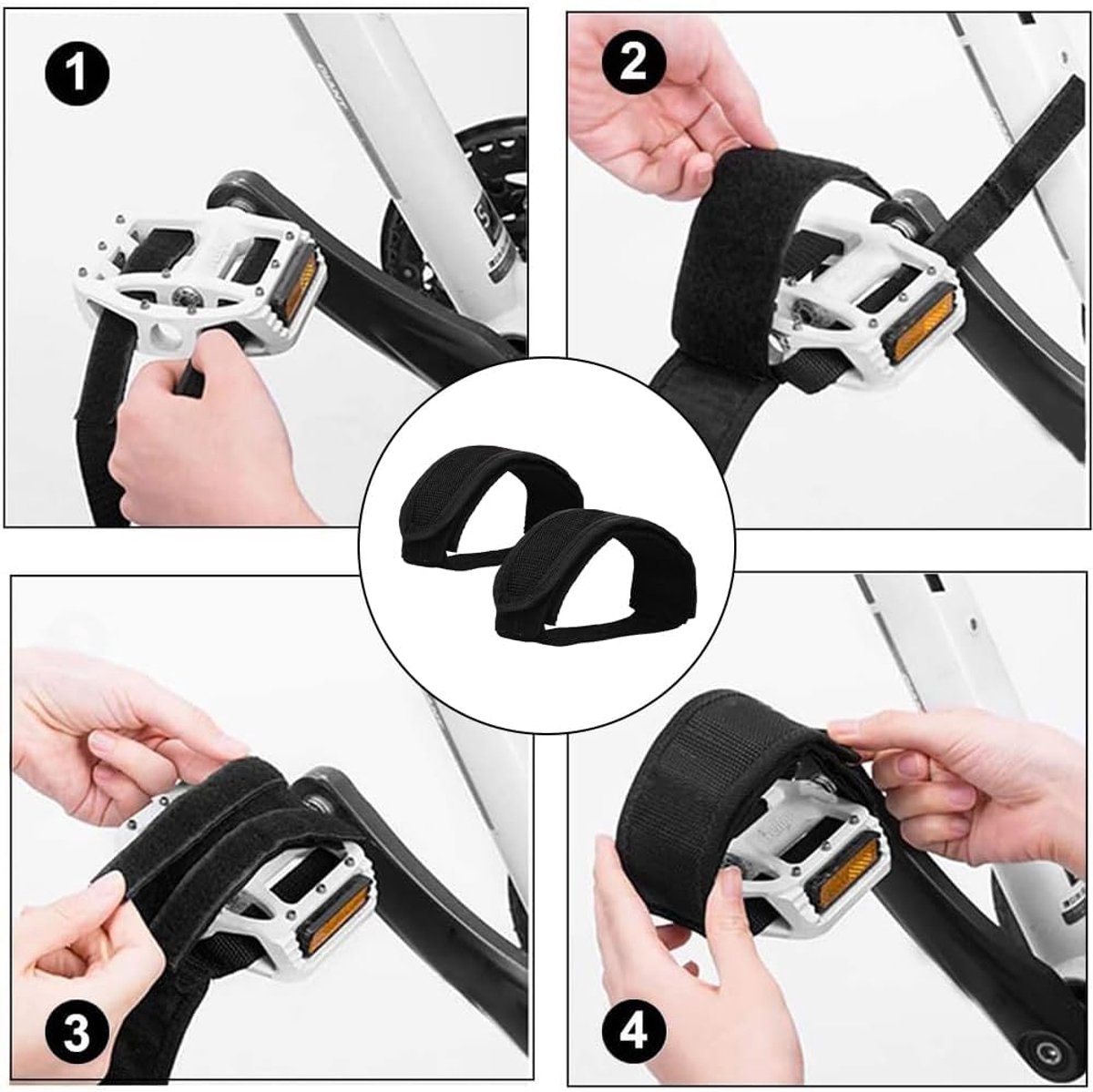 1 pair - Bicycle pedal straps - exercise bike pedal straps - adjustable pedal straps - universal bicycle pedal strap - anti-slip pedal mounting strap - bicycle accessories - bicycle pedal accessories - for anti-slip bicycle pedals - black - Image 5